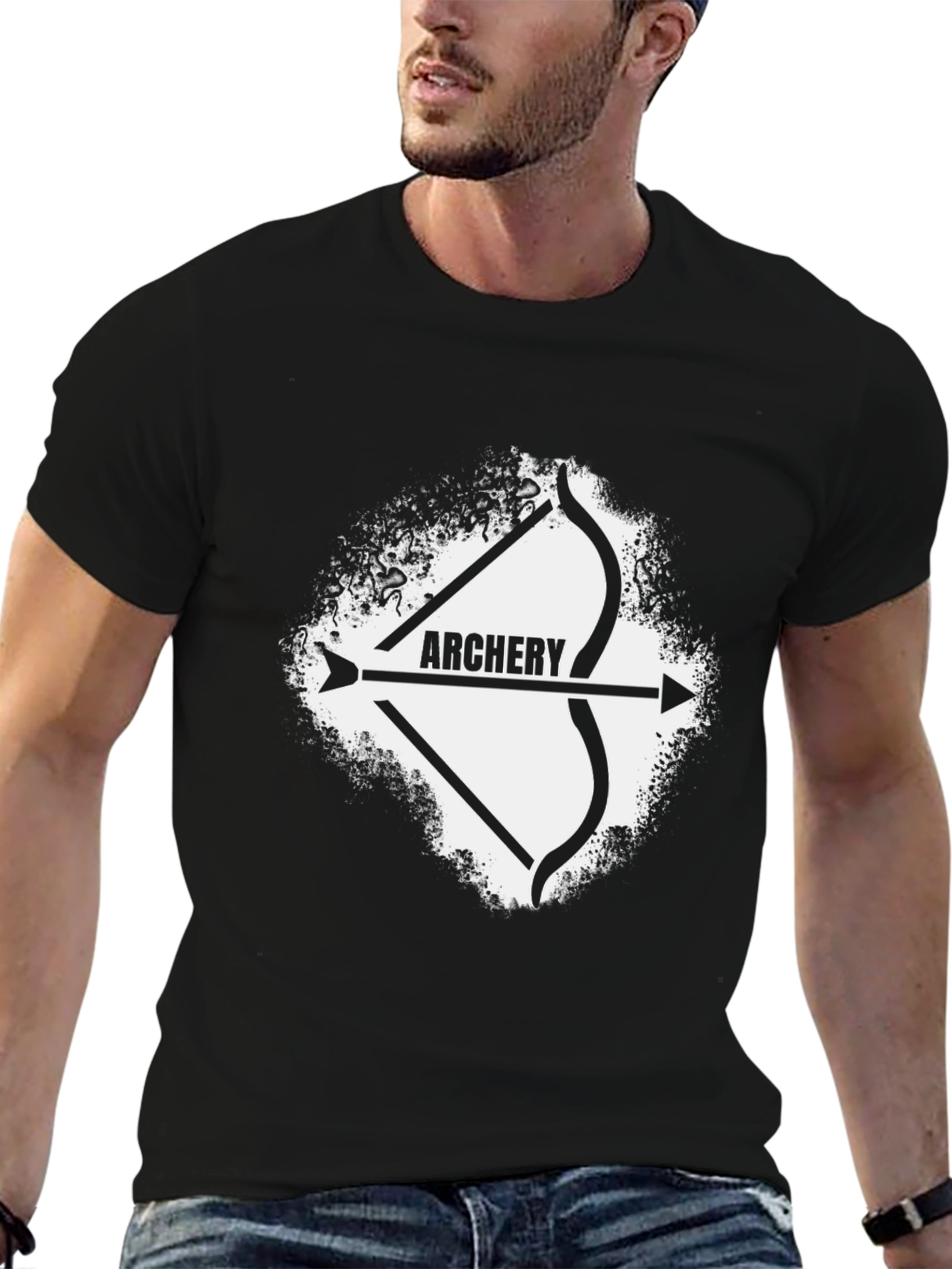 Archery Bow and Arrow Graphic Tee - Black