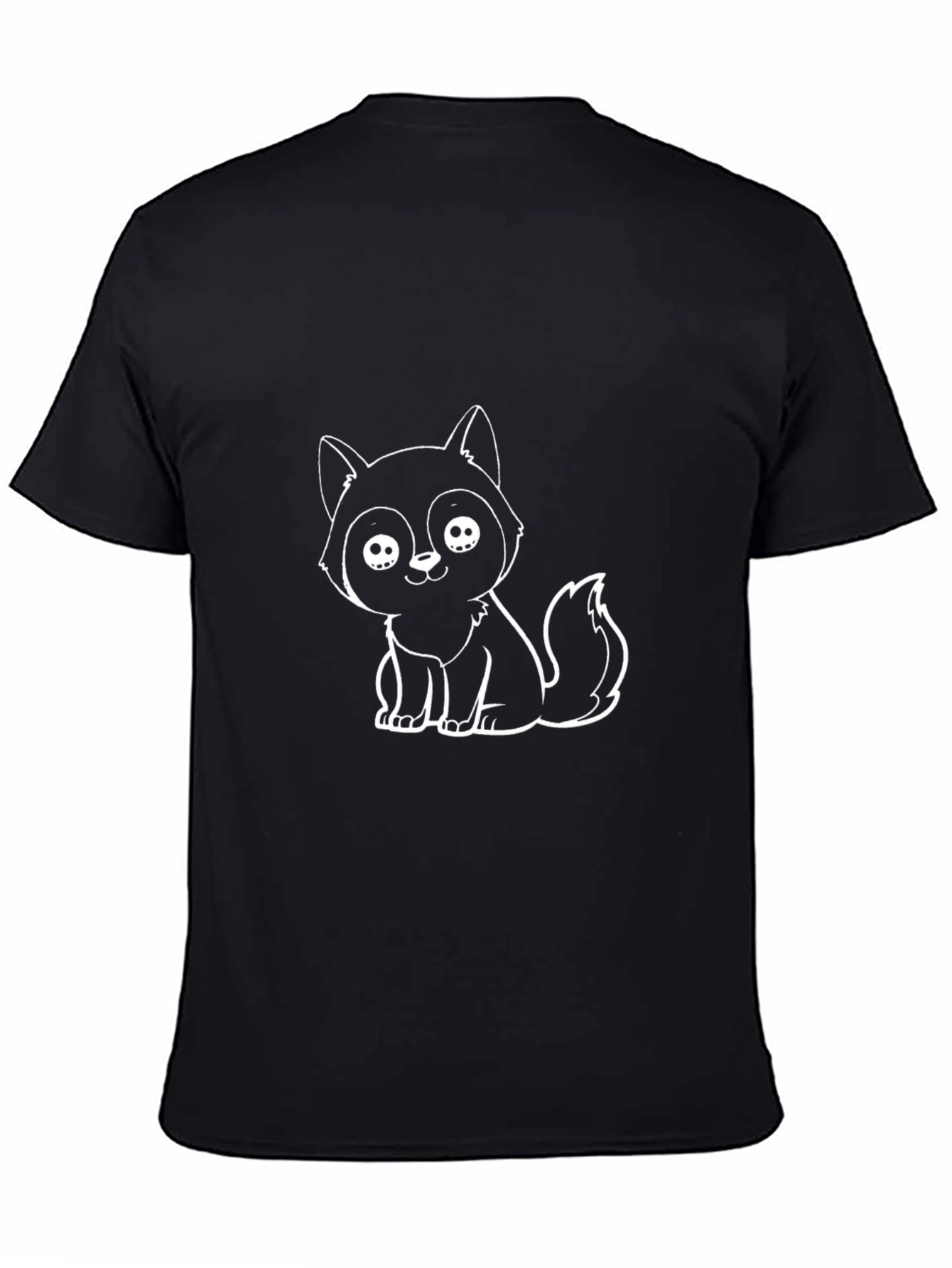 Cute Cartoon Fox Black T-Shirt