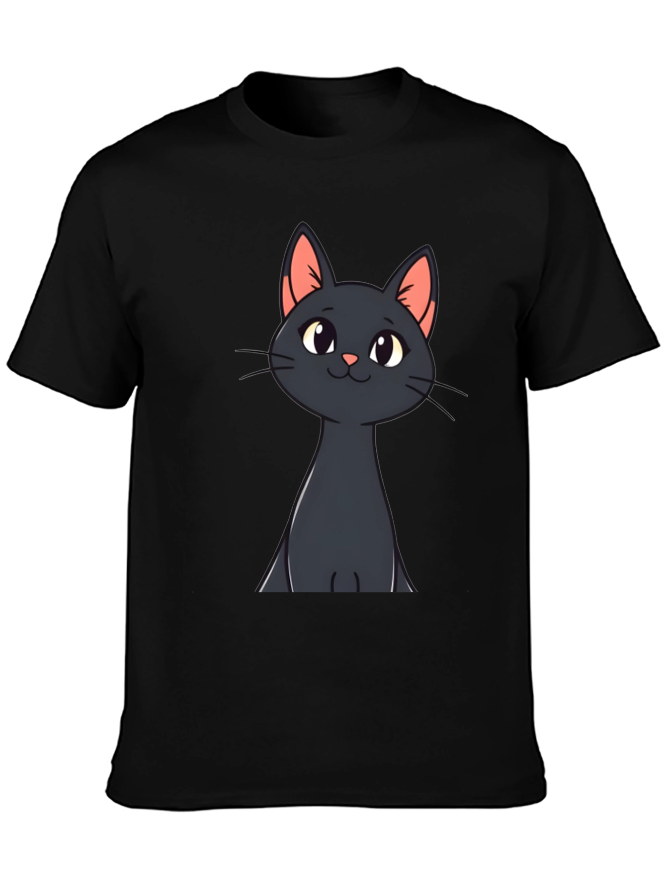 Black Cat Cartoon T-Shirt - Mens