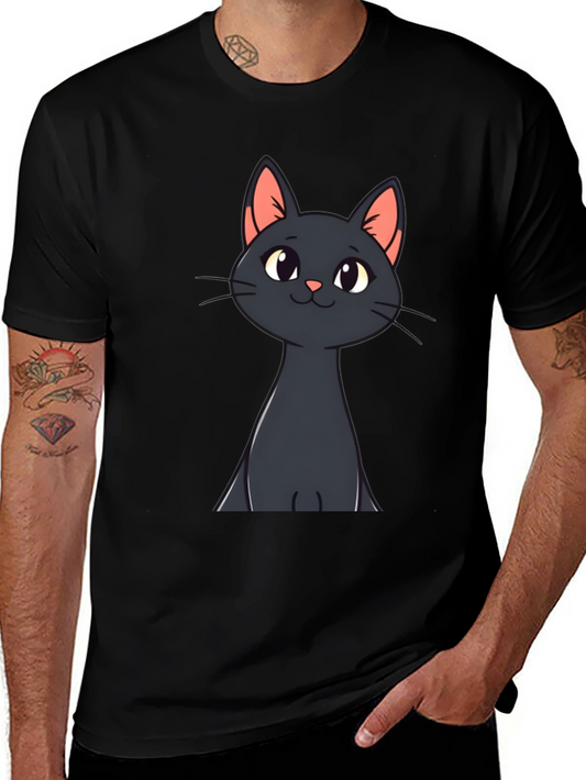 Black Cat Cartoon T-Shirt - Mens