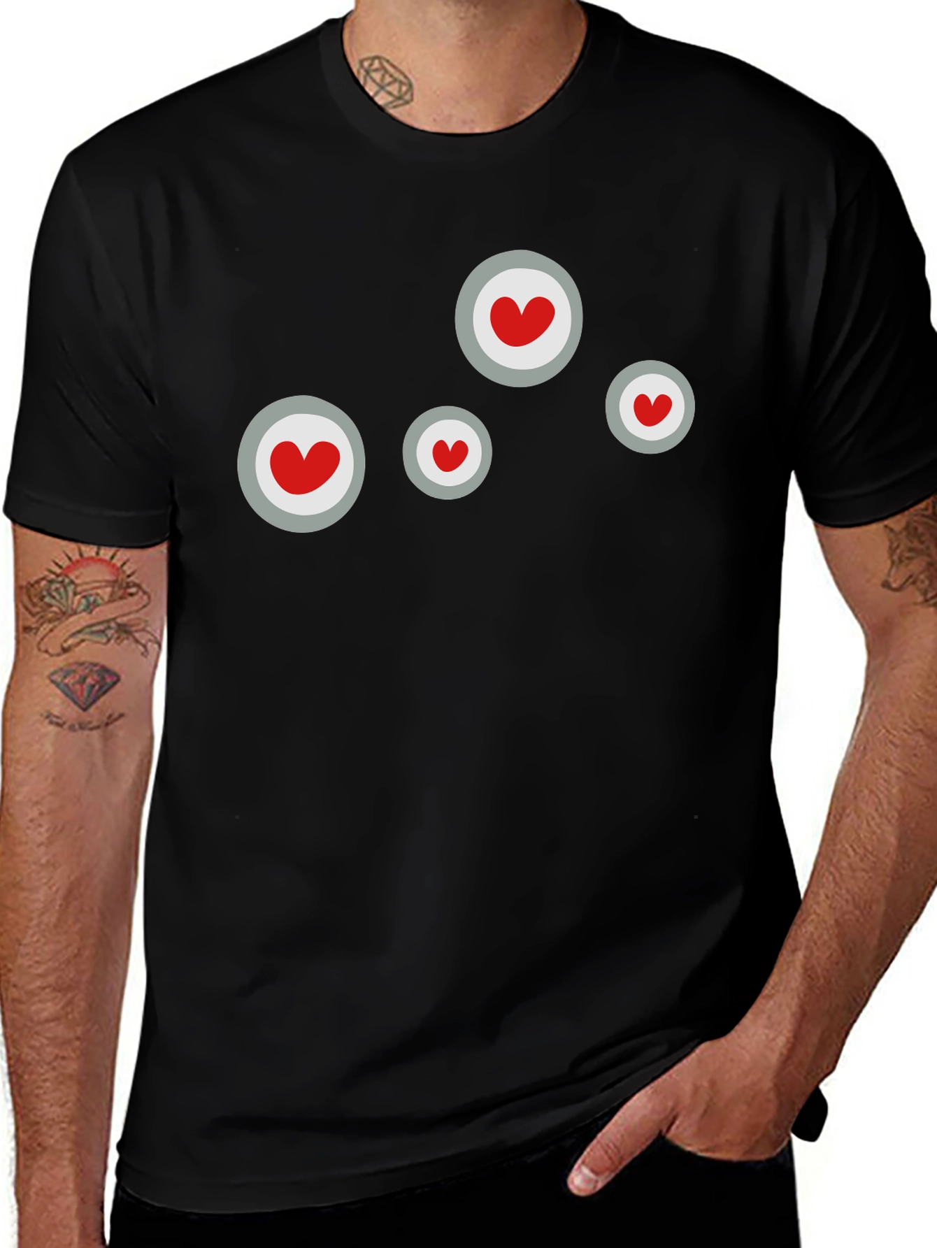 Heart Circle Graphic Black T-Shirt