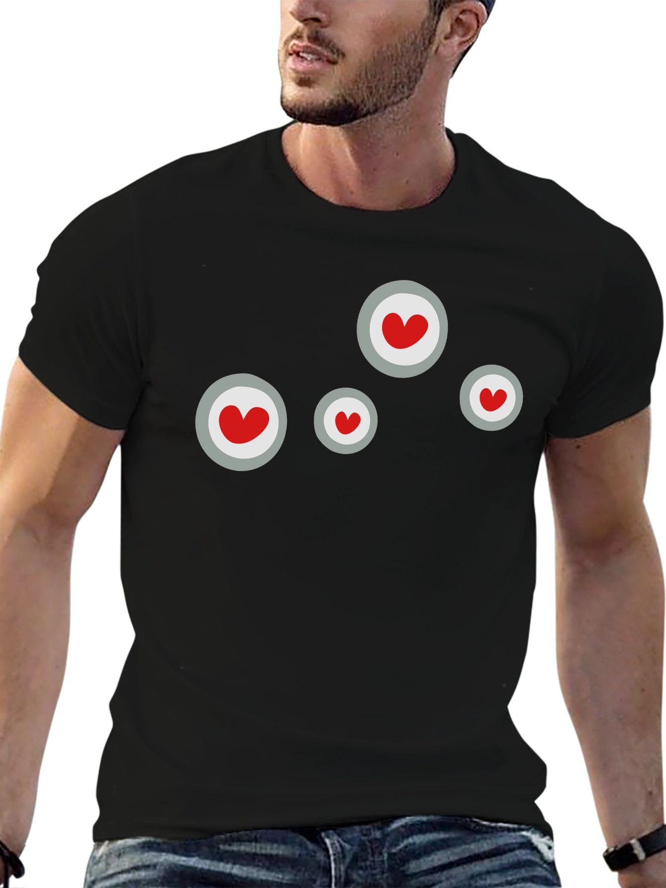 Heart Circle Graphic Black T-Shirt