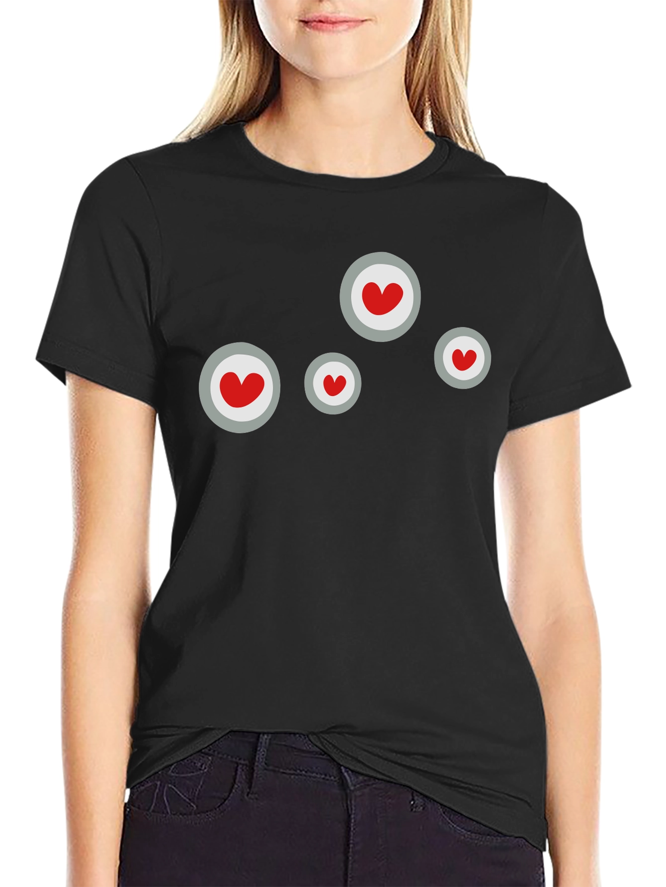 Heart Circle Graphic Black T-Shirt