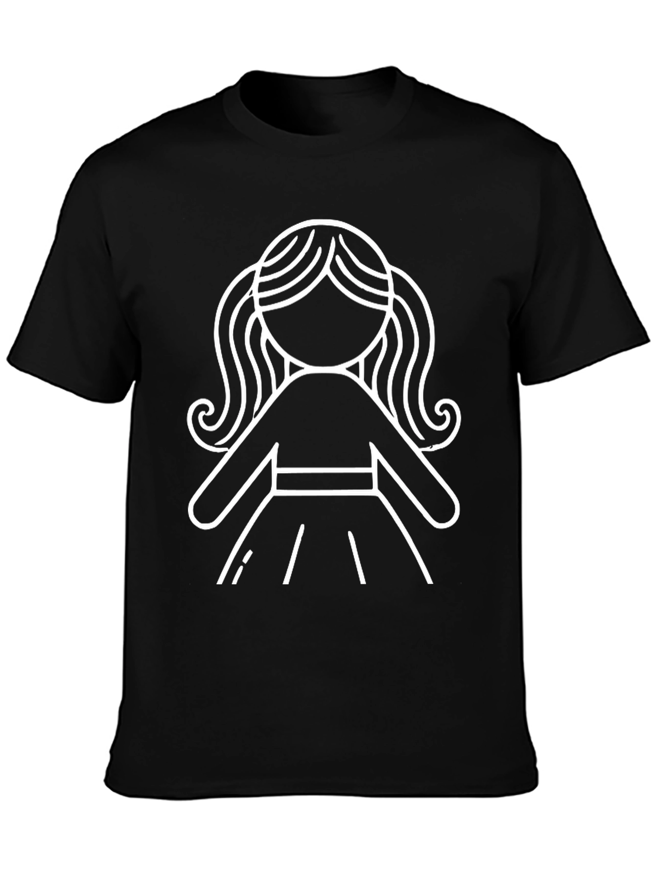 Stick Figure Girl Graphic T-Shirt - Black