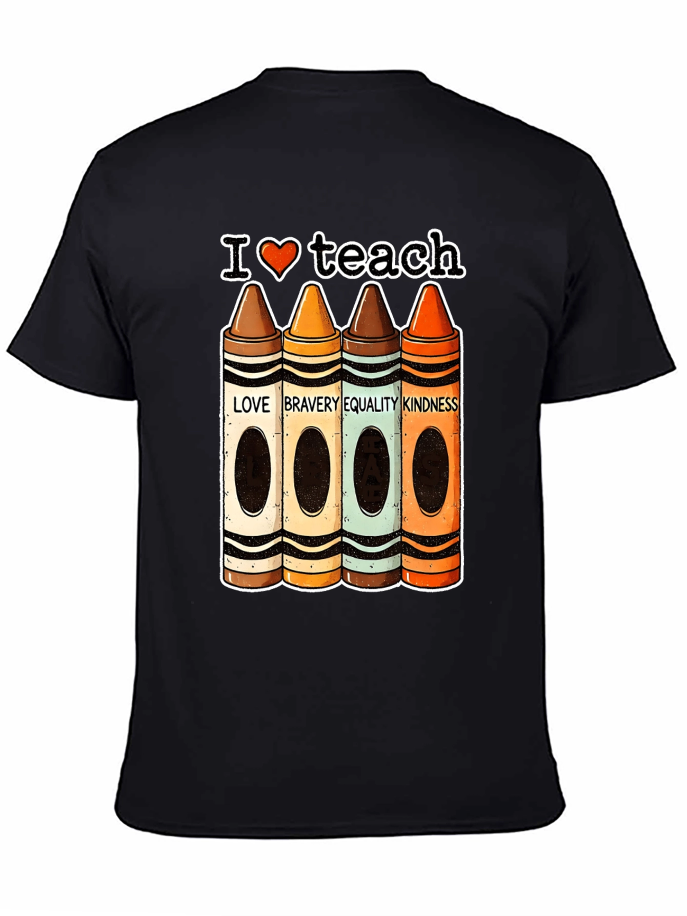 I Heart Teach Crayon Teacher T-Shirt