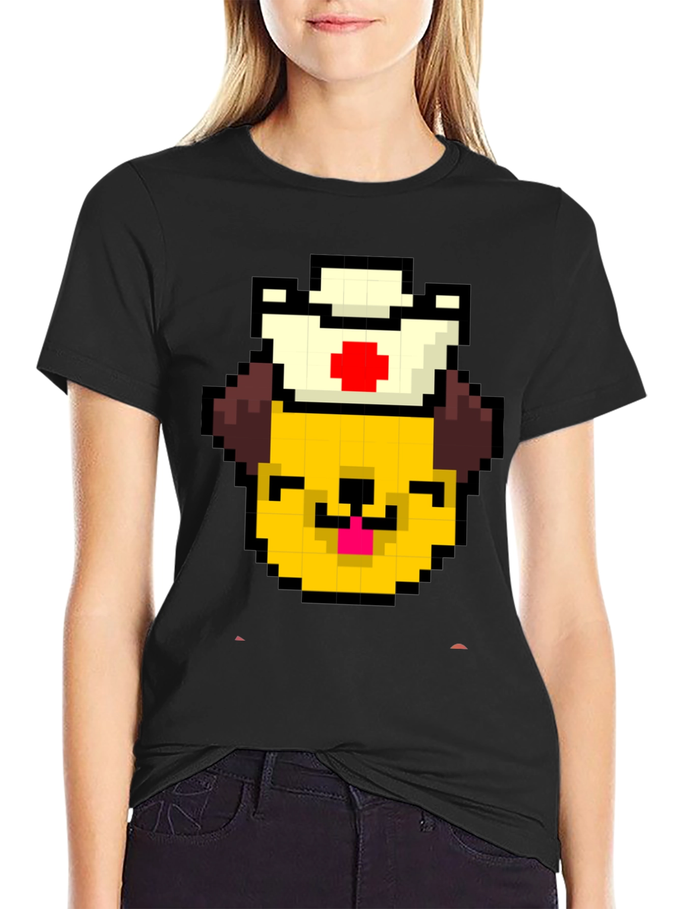 Pixel Dog Nurse Black T-Shirt