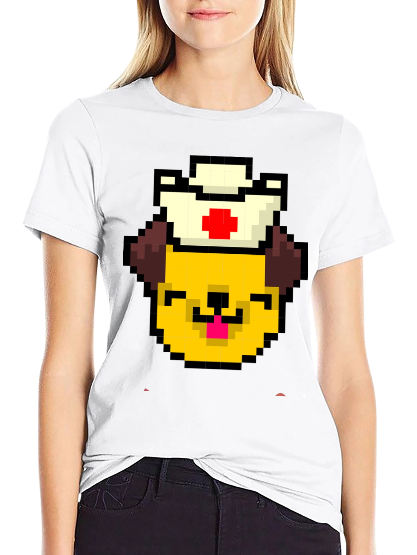 Pixel Dog Nurse Black T-Shirt
