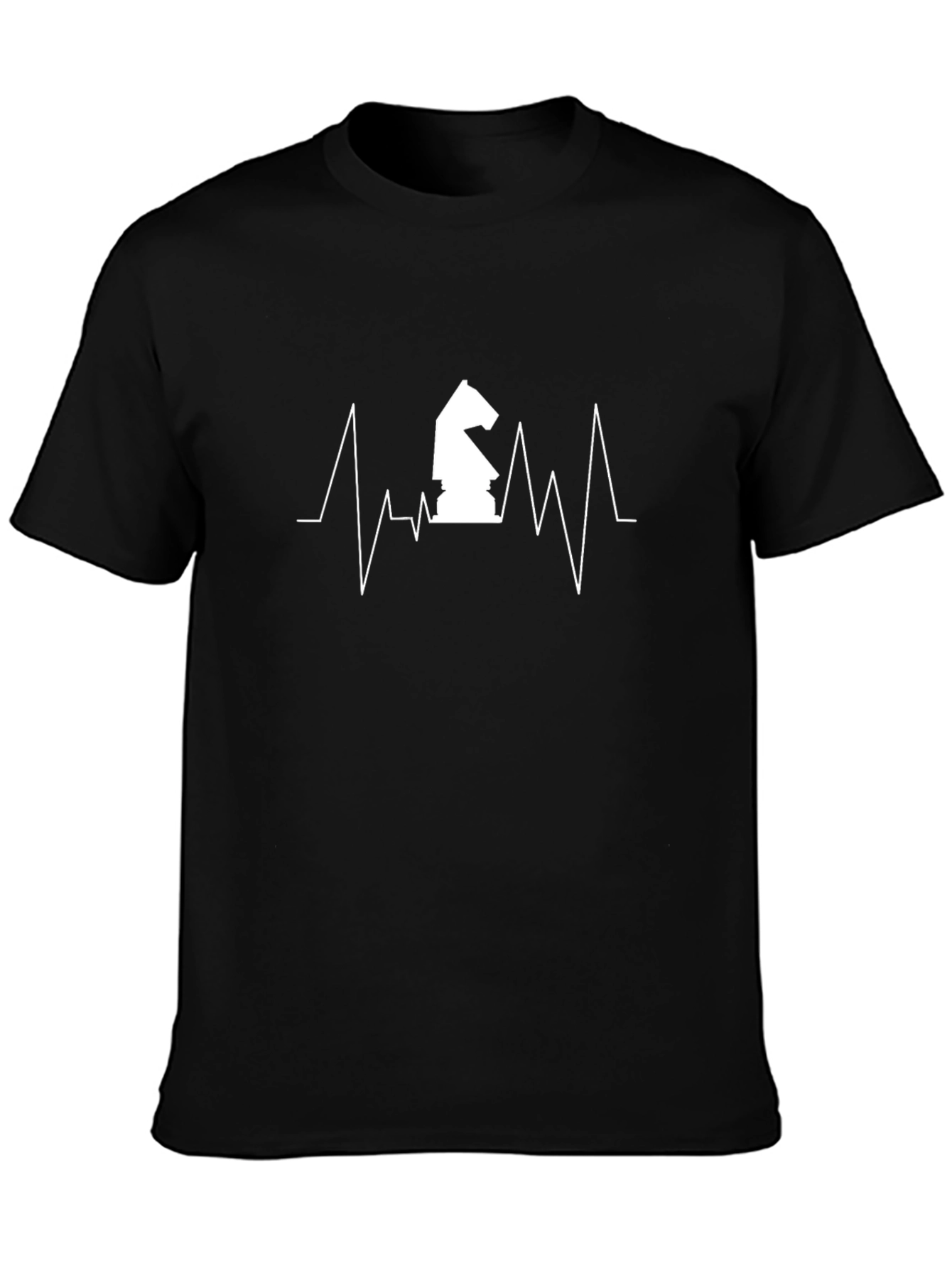 Chess Knight Heartbeat Graphic Tee - Black