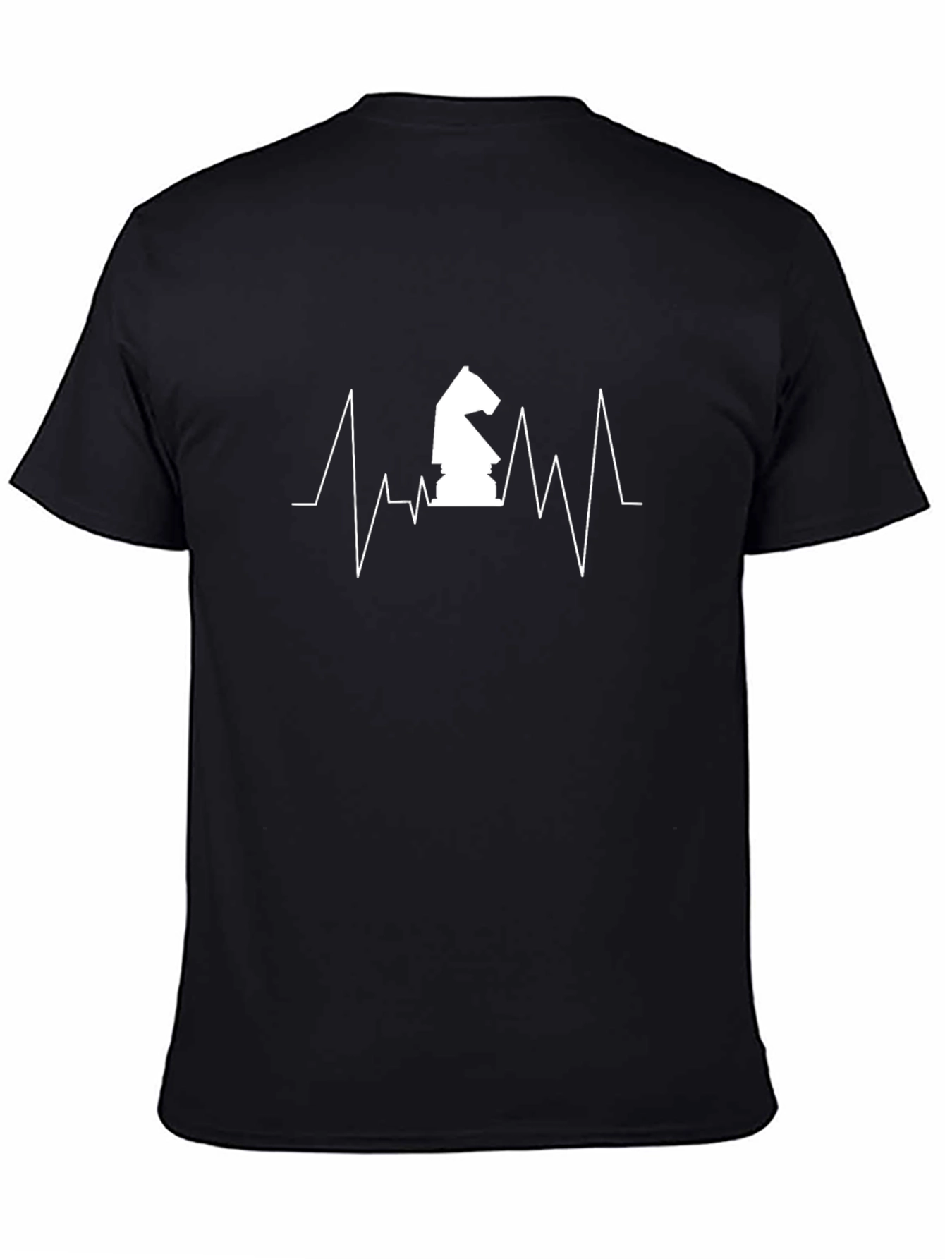 Chess Knight Heartbeat Graphic Tee - Black
