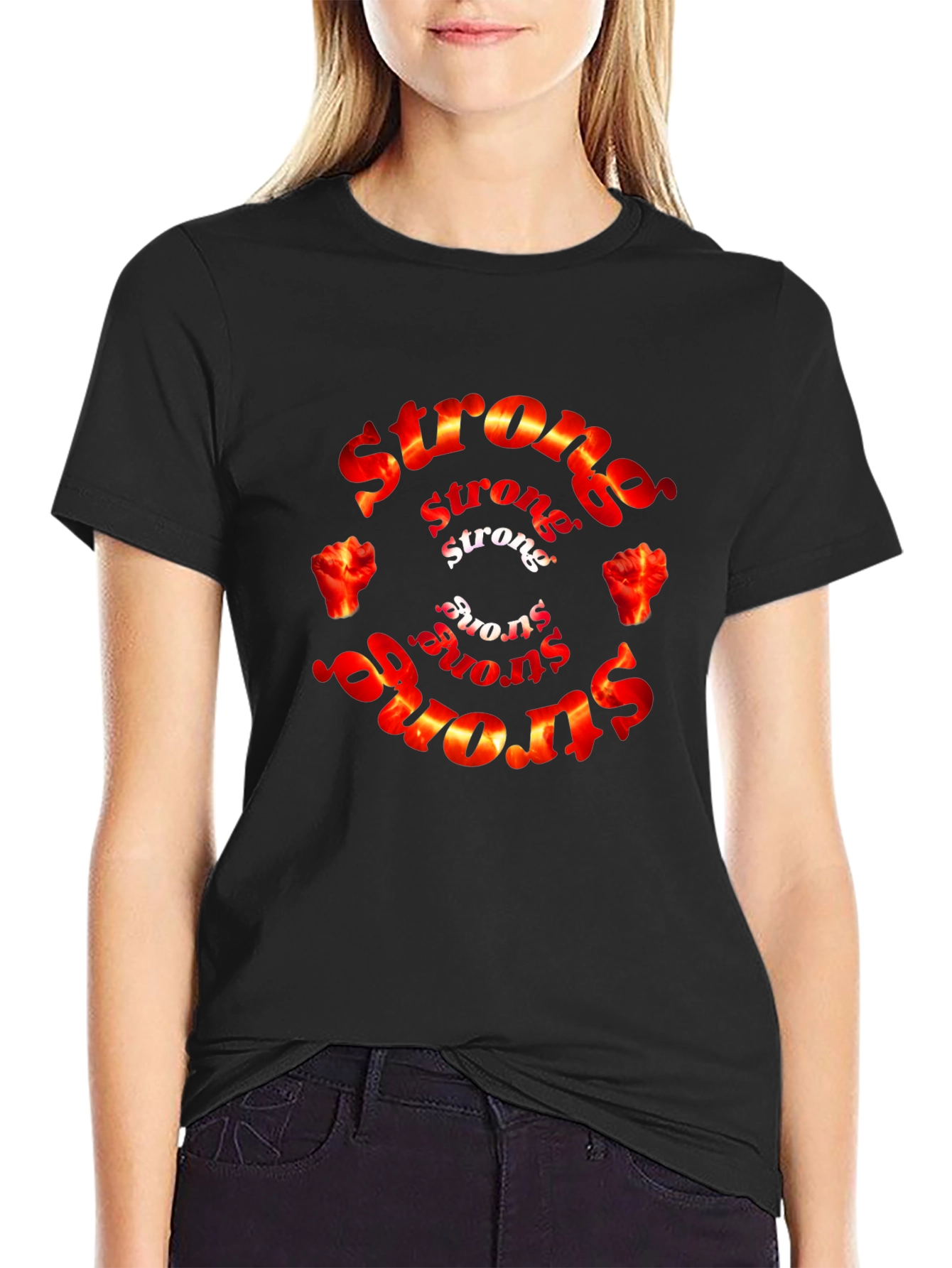 Strong Graphic T-Shirt - Black - Fire Fist Design