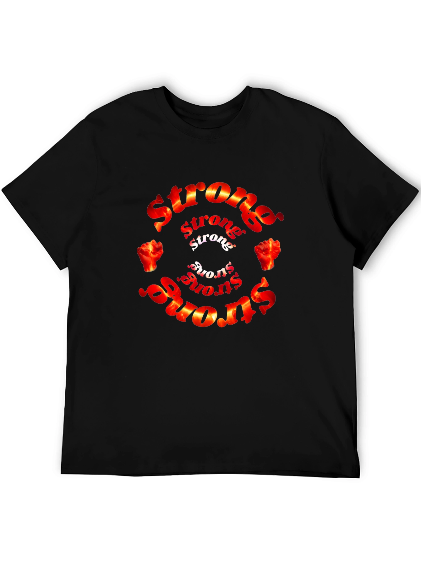Strong Graphic T-Shirt - Black - Fire Fist Design