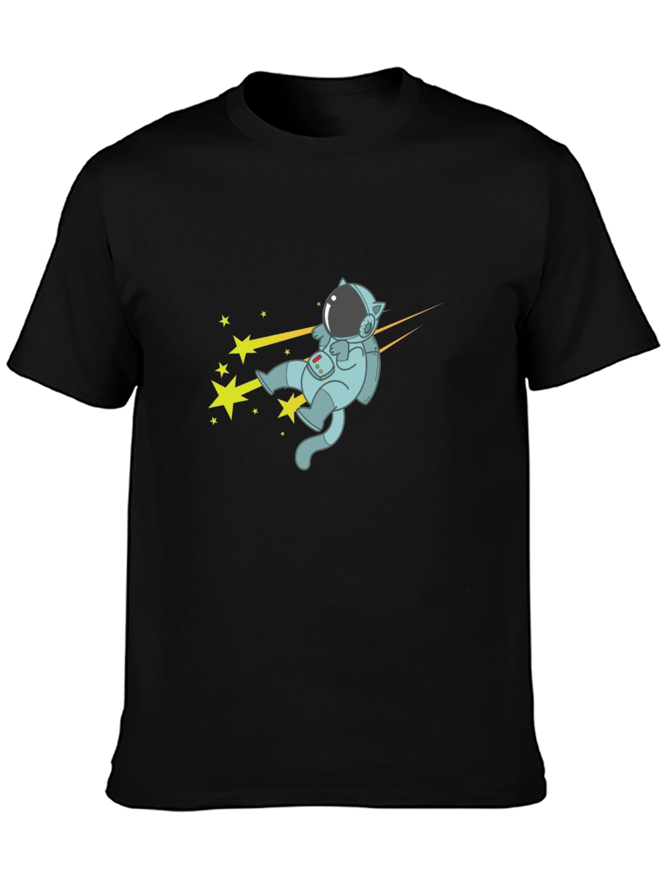 Cat Astronaut T-Shirt - Black Cotton Tee