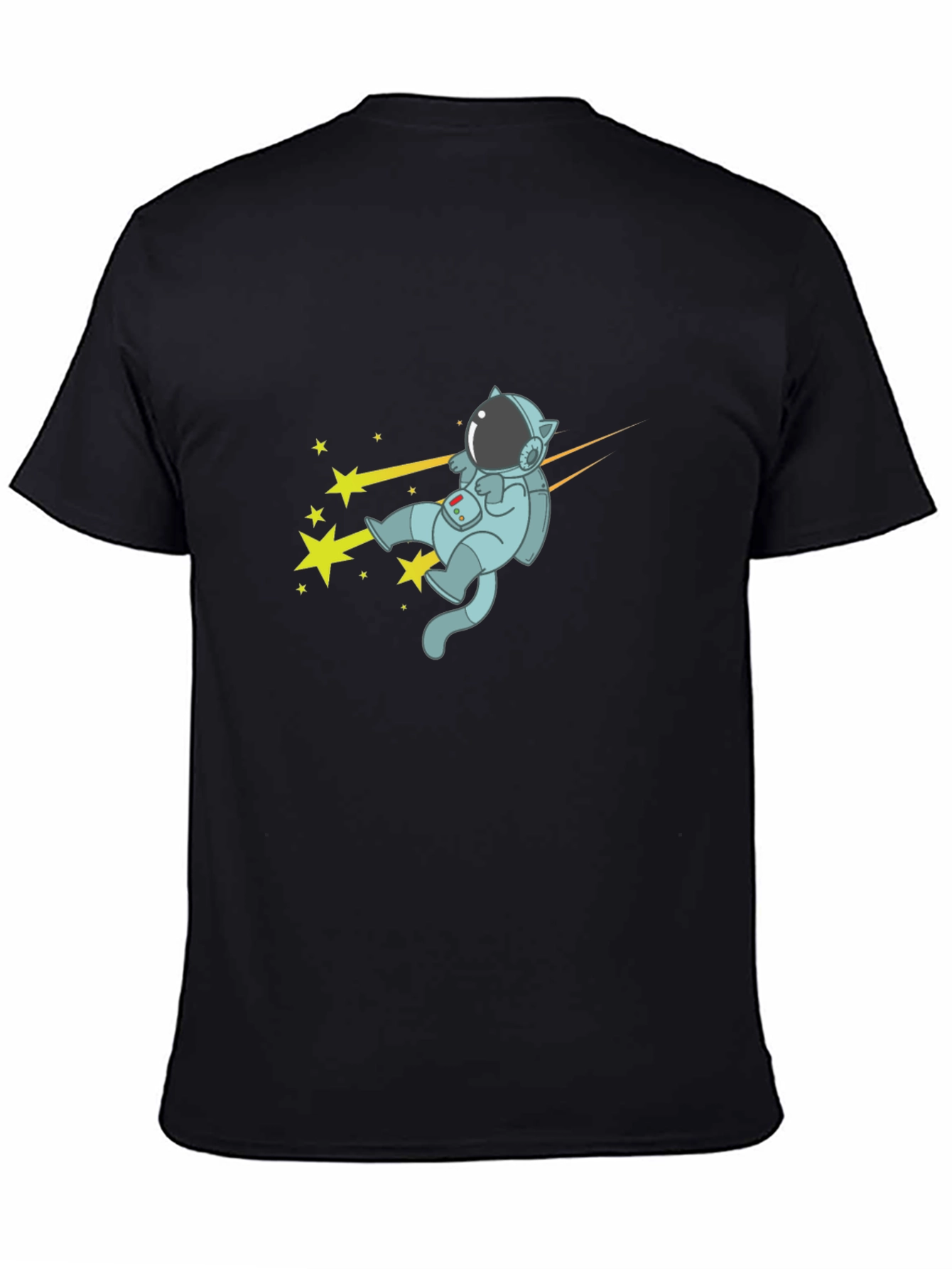 Cat Astronaut T-Shirt - Black Cotton Tee