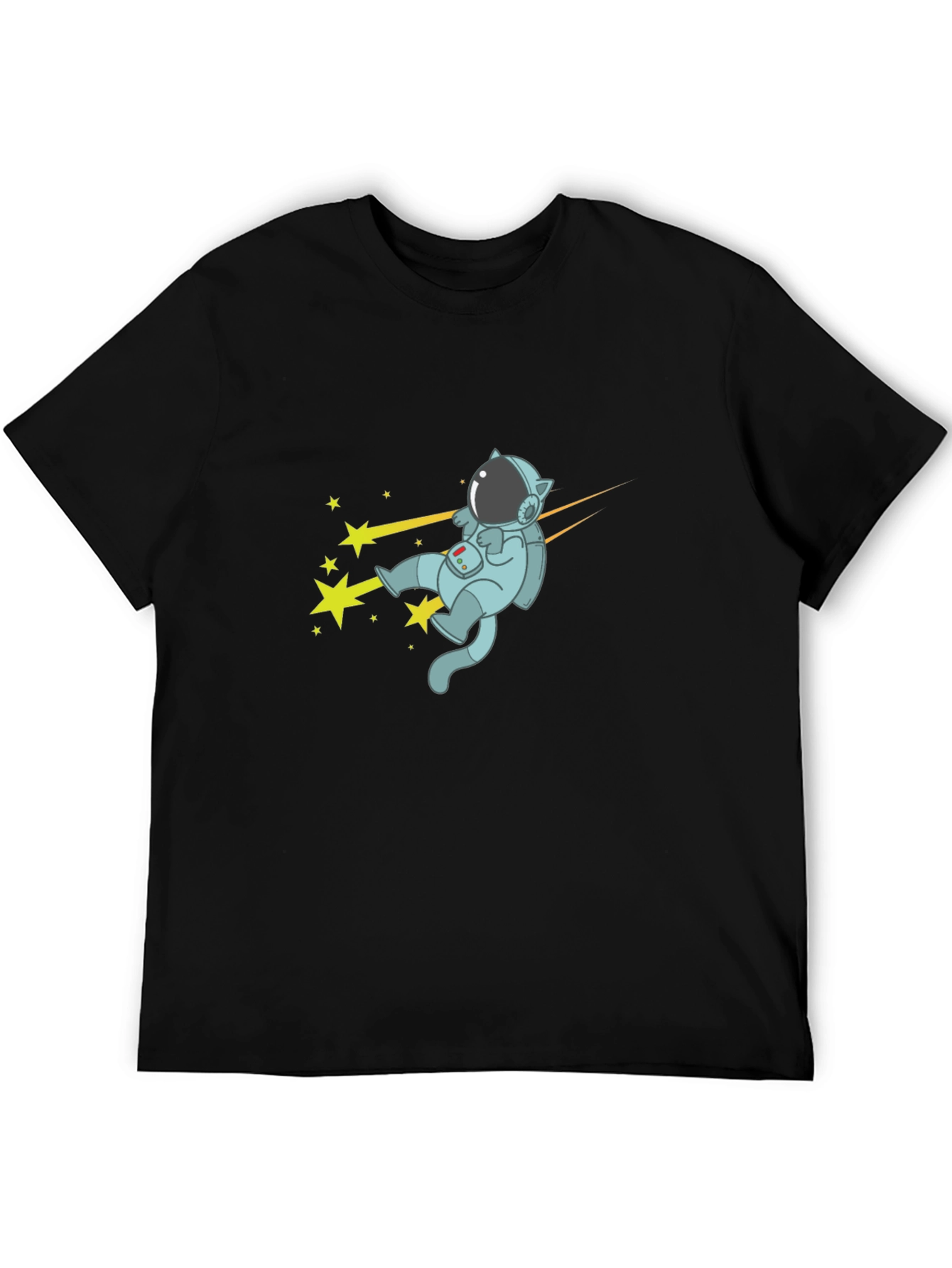 Cat Astronaut T-Shirt - Black Cotton Tee