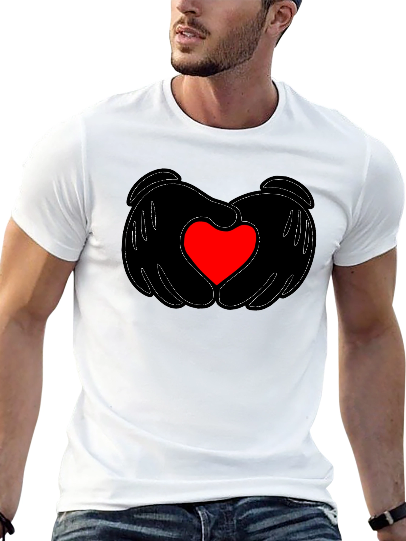 Heart Hands Graphic Tee - Stylish Black T-Shirt