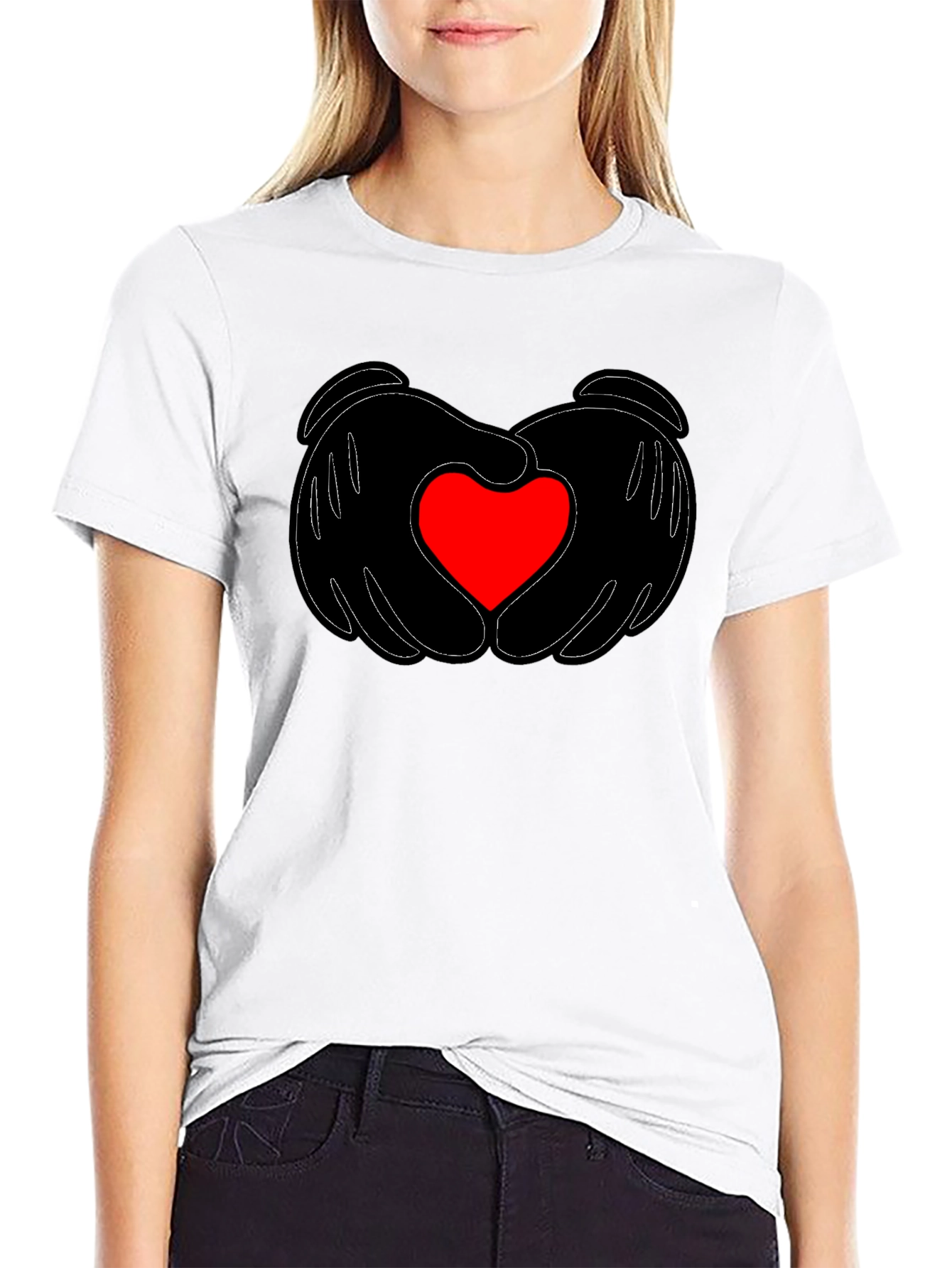 Heart Hands Graphic Tee - Stylish Black T-Shirt