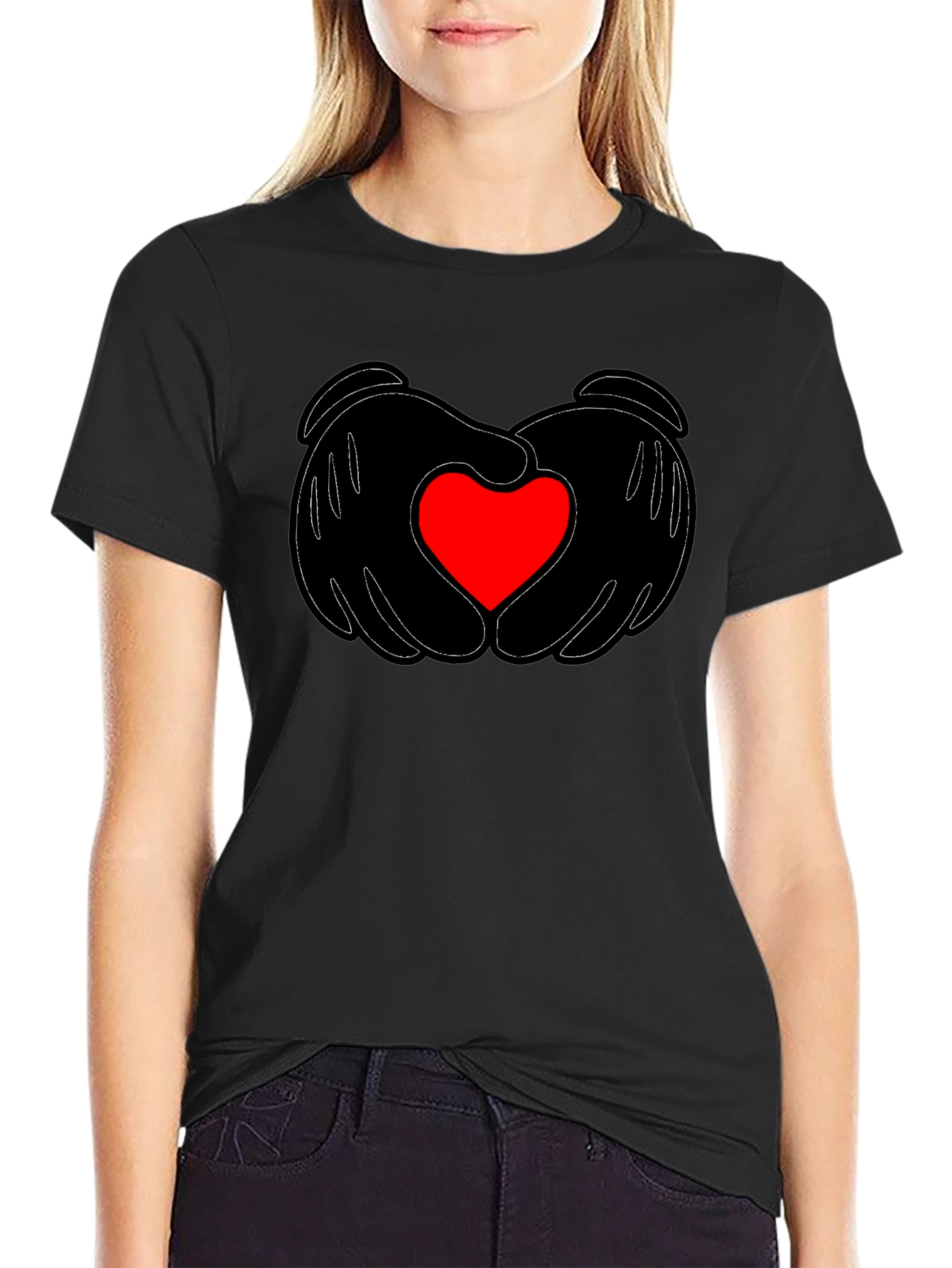 Heart Hands Graphic Tee - Stylish Black T-Shirt