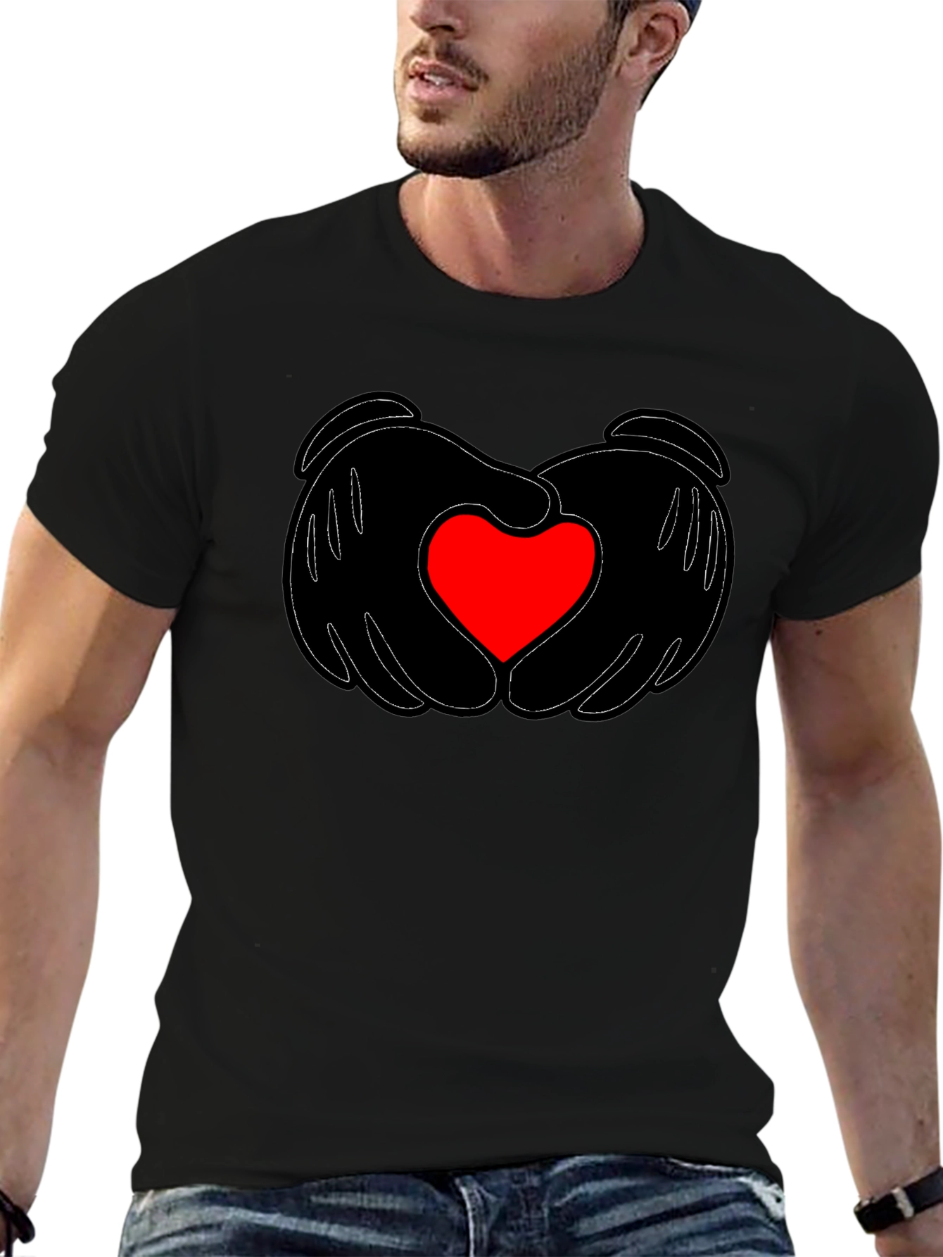 Heart Hands Graphic Tee - Stylish Black T-Shirt
