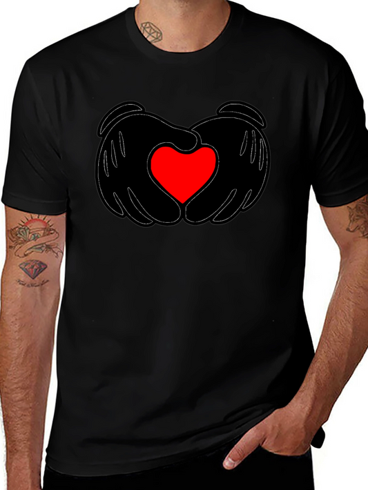 Heart Hands Graphic Tee - Stylish Black T-Shirt