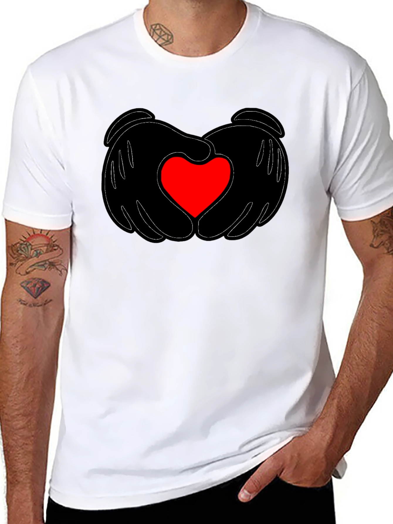Heart Hands Graphic Tee - Stylish Black T-Shirt