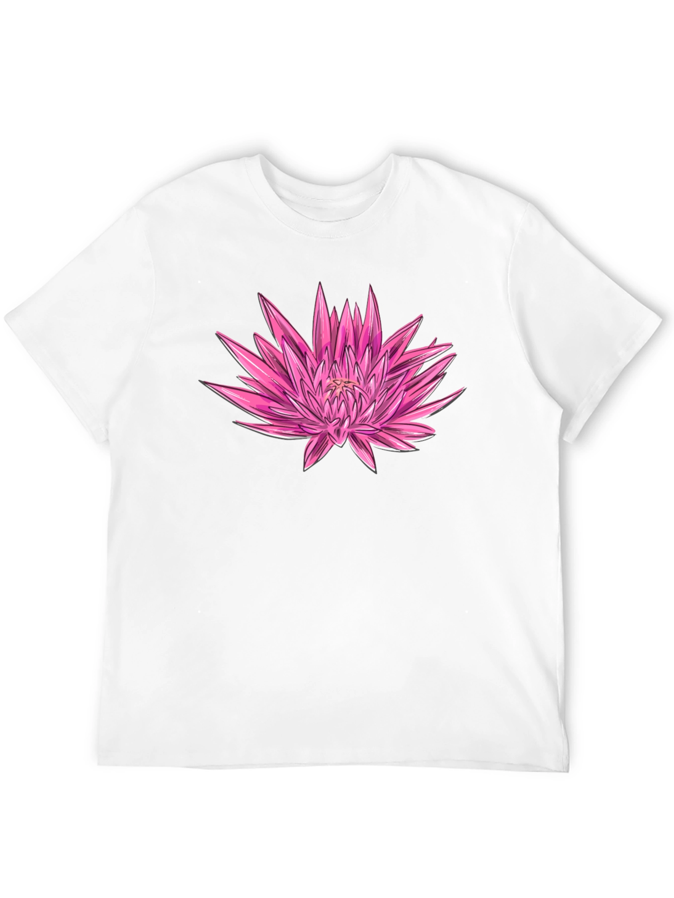 Pink Floral Graphic Black T-Shirt