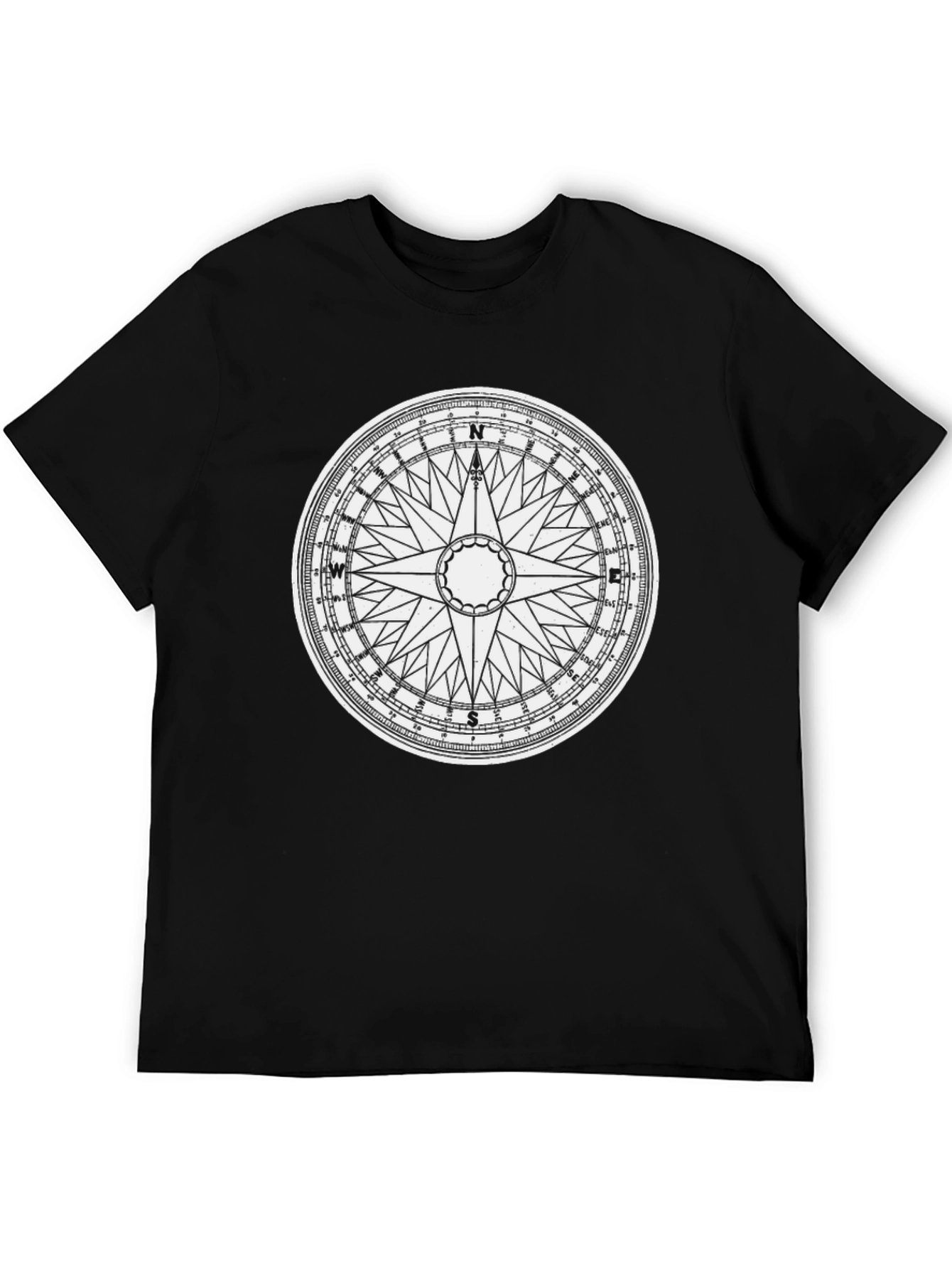 Nautical Compass Graphic T-Shirt - Black