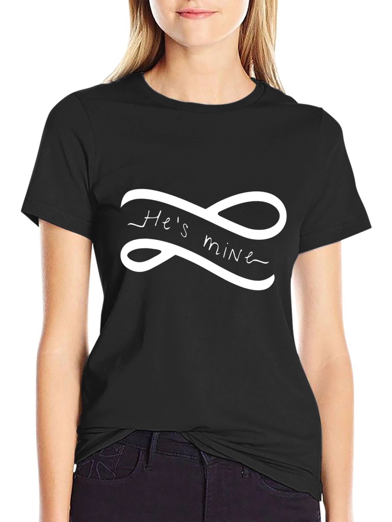 Hes Mine Graphic Tee - Black Crew Neck T-Shirt
