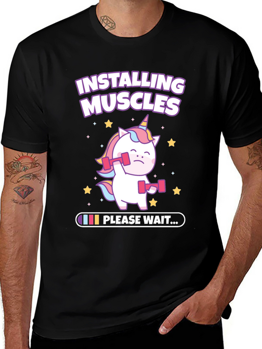 Installing Muscles T-Shirt - Unicorn Gym Humor