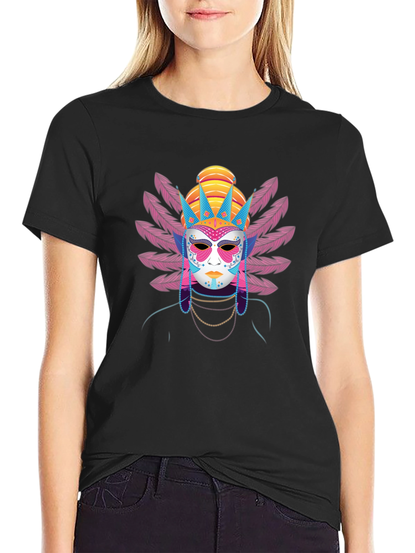 Masked Festival Graphic Tee - Unique Design