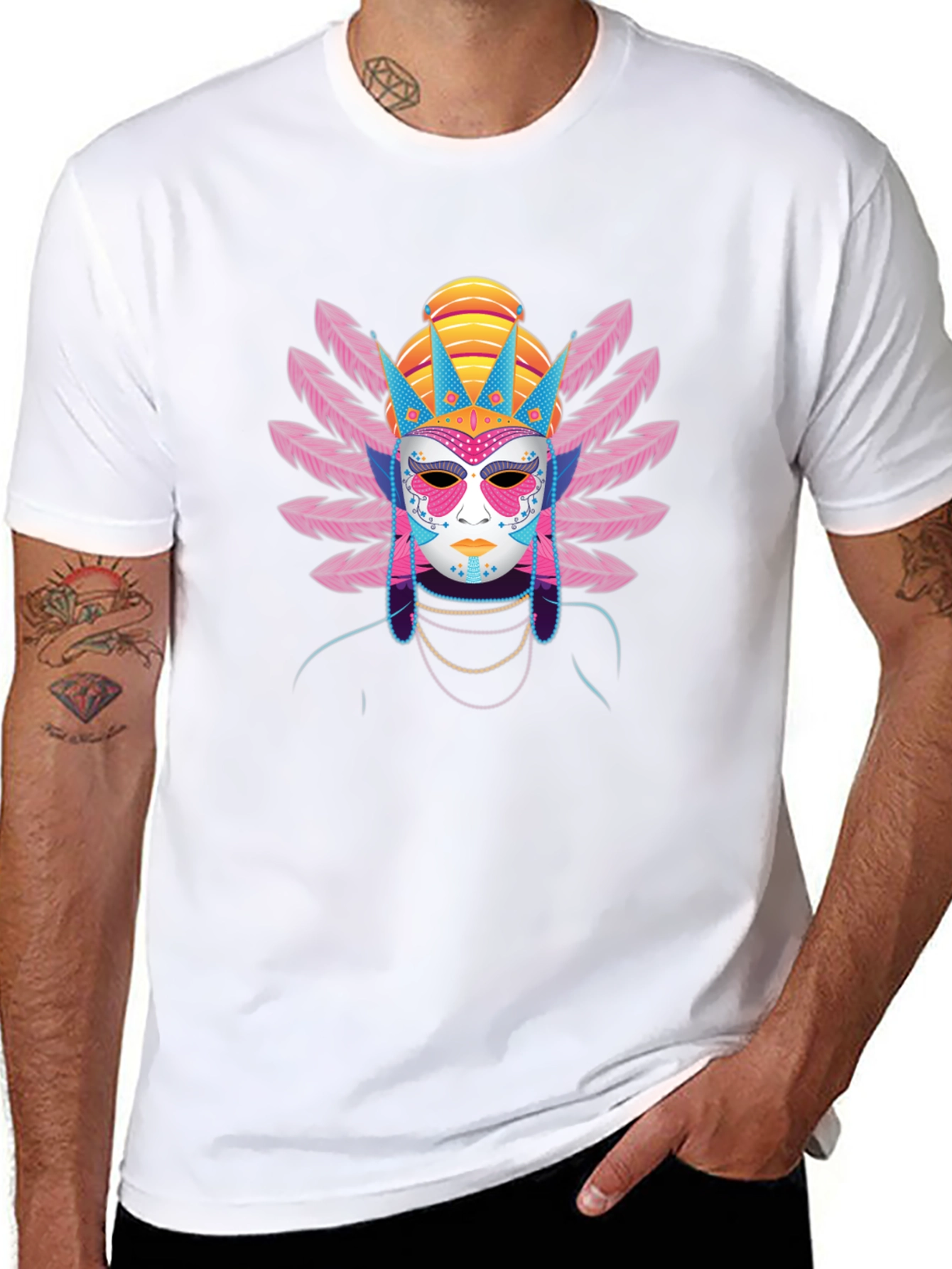 Masked Festival Graphic Tee - Unique Design