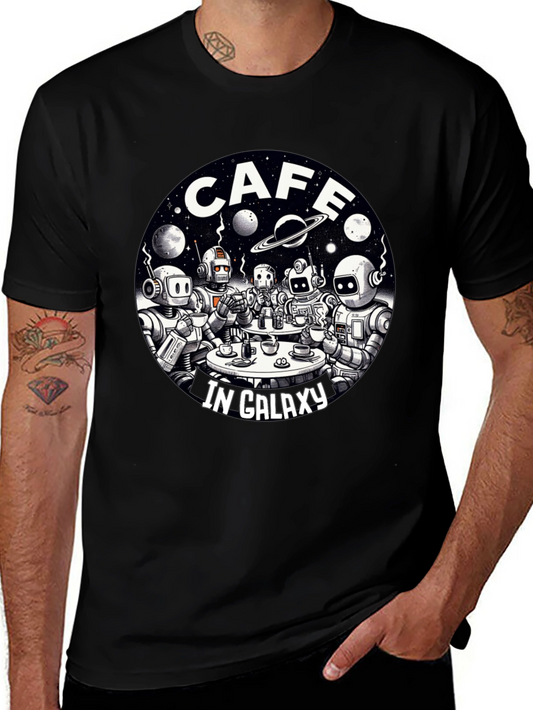 Cafe in Galaxy T-Shirt - Robot Coffee Shop Tee