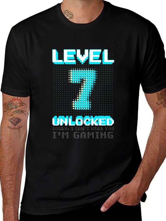 Level 7 Unlocked Gaming T-Shirt - Black