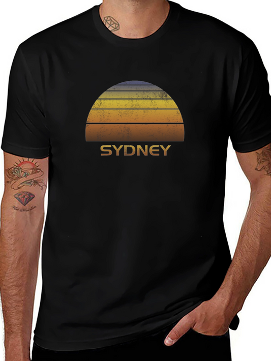Vintage Sydney Sunset Graphic Tee - Soft Cotton Black T-Shirt