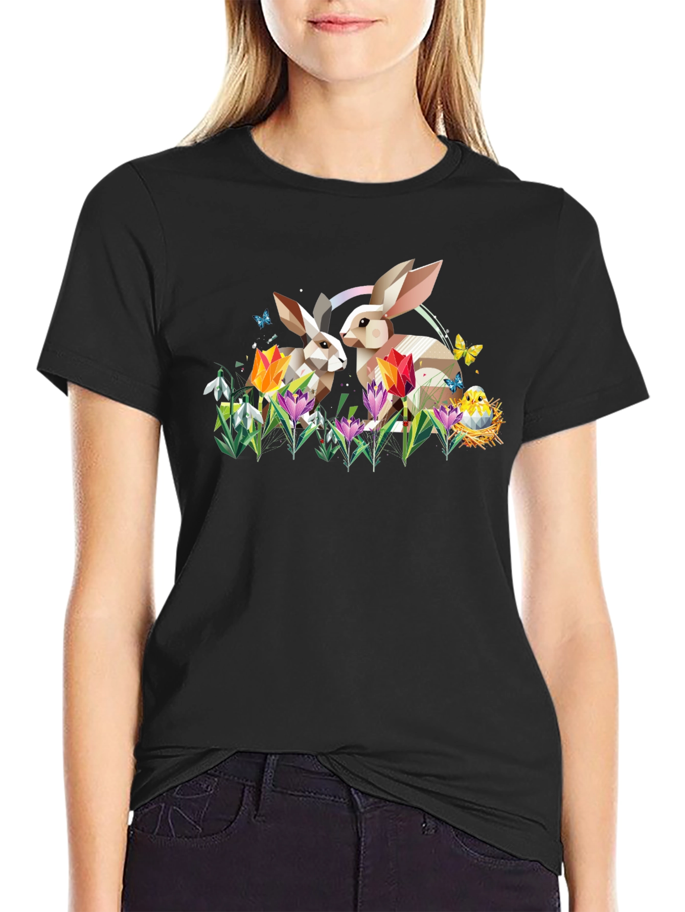 Easter Bunny Geometric Art T-Shirt