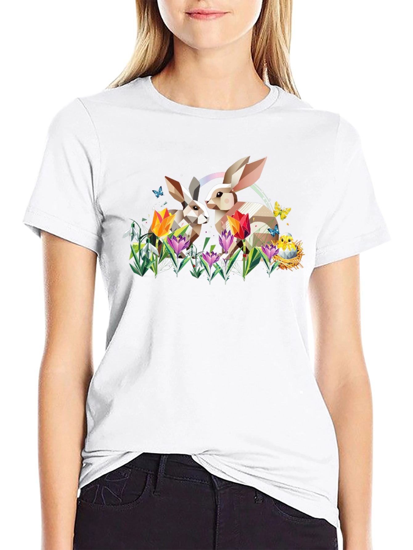 Easter Bunny Geometric Art T-Shirt