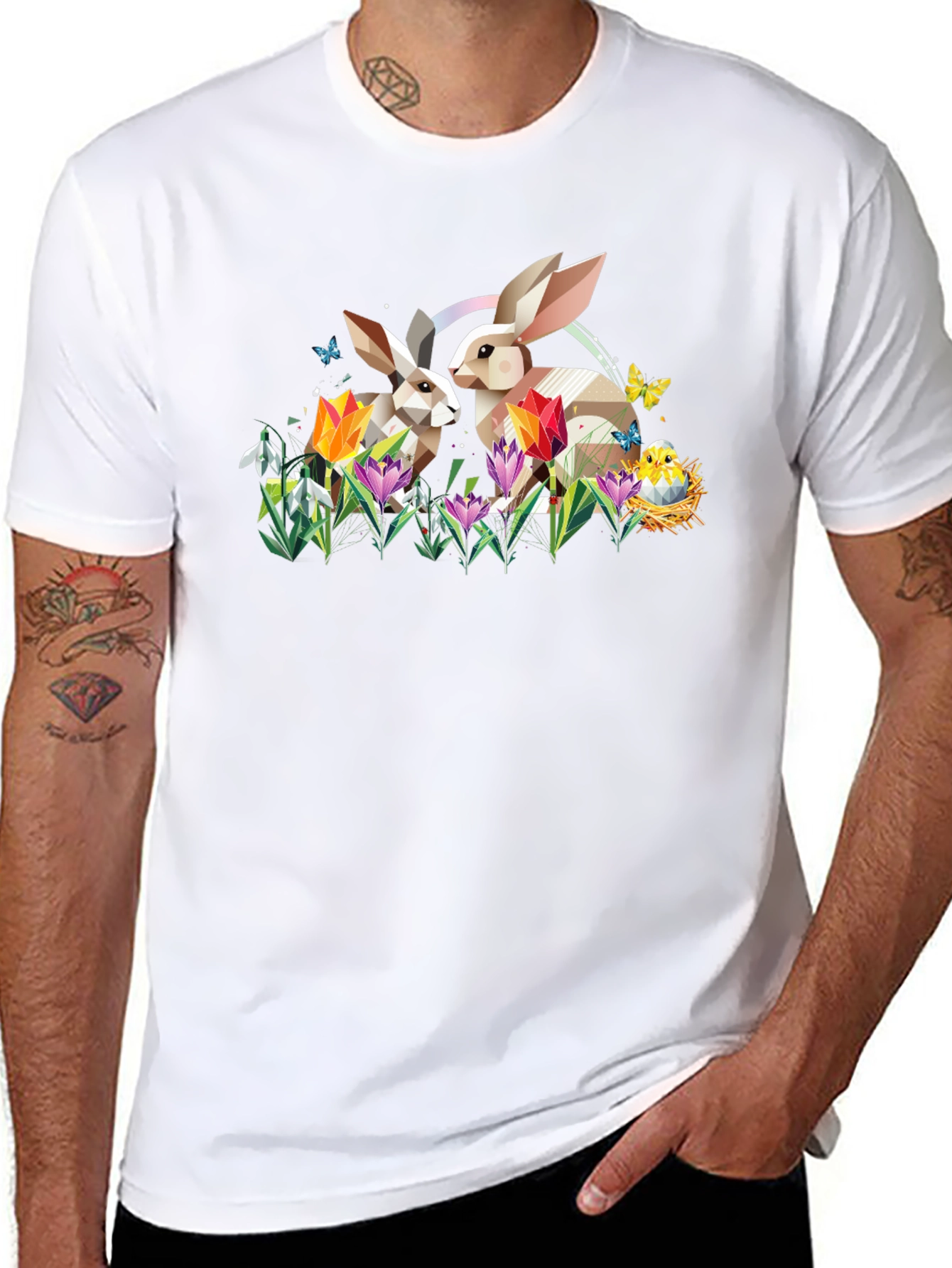 Easter Bunny Geometric Art T-Shirt