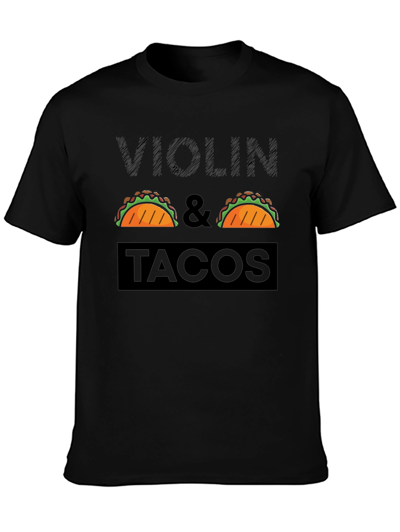 Violin & Tacos Black Graphic Tee
