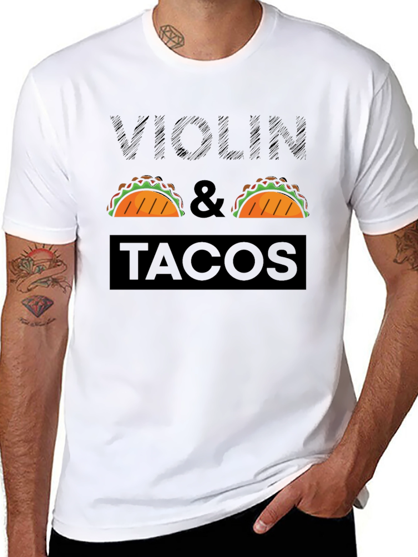 Violin & Tacos Black Graphic Tee