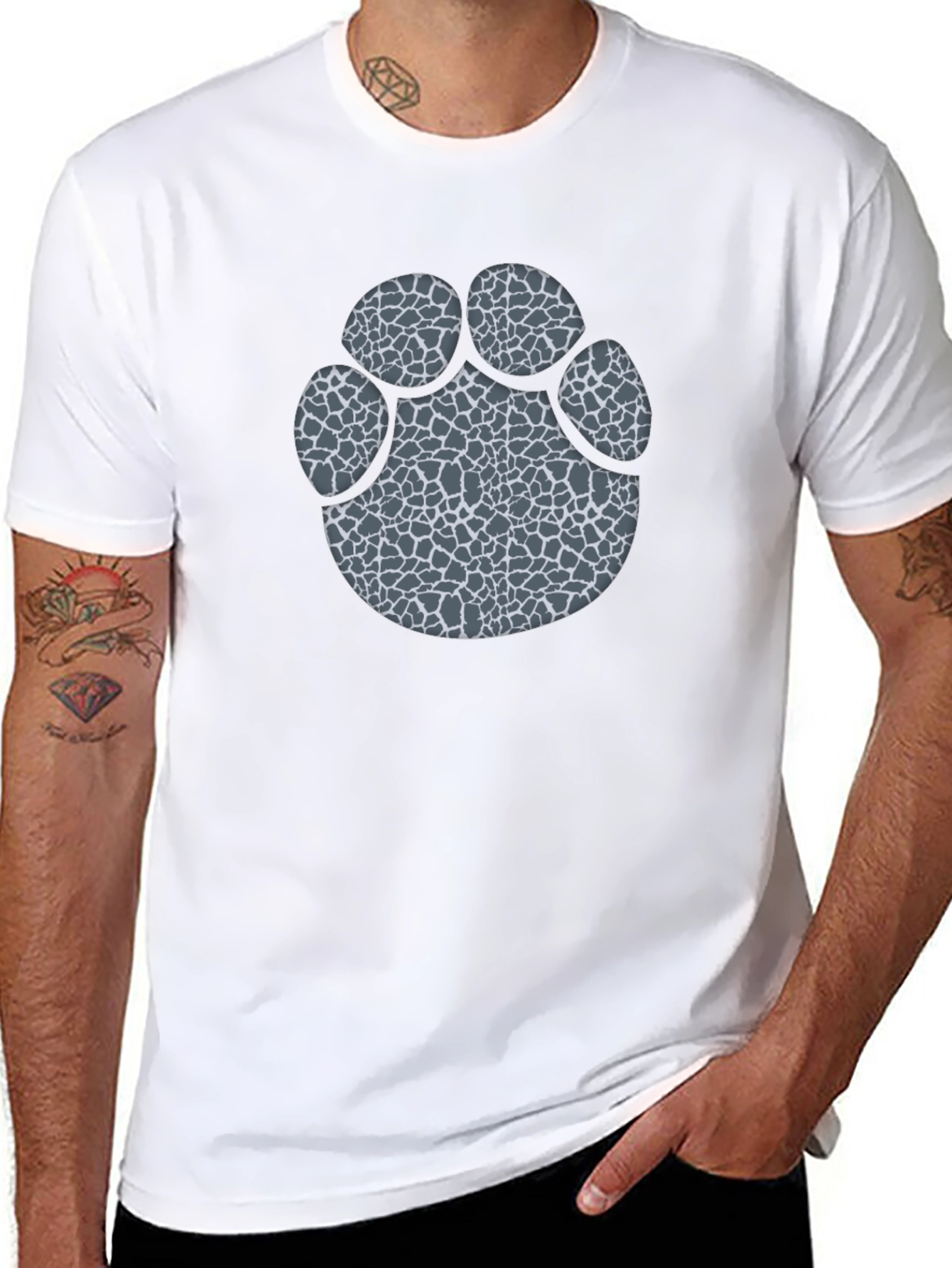 Cool Giraffe Print Paw T-Shirt