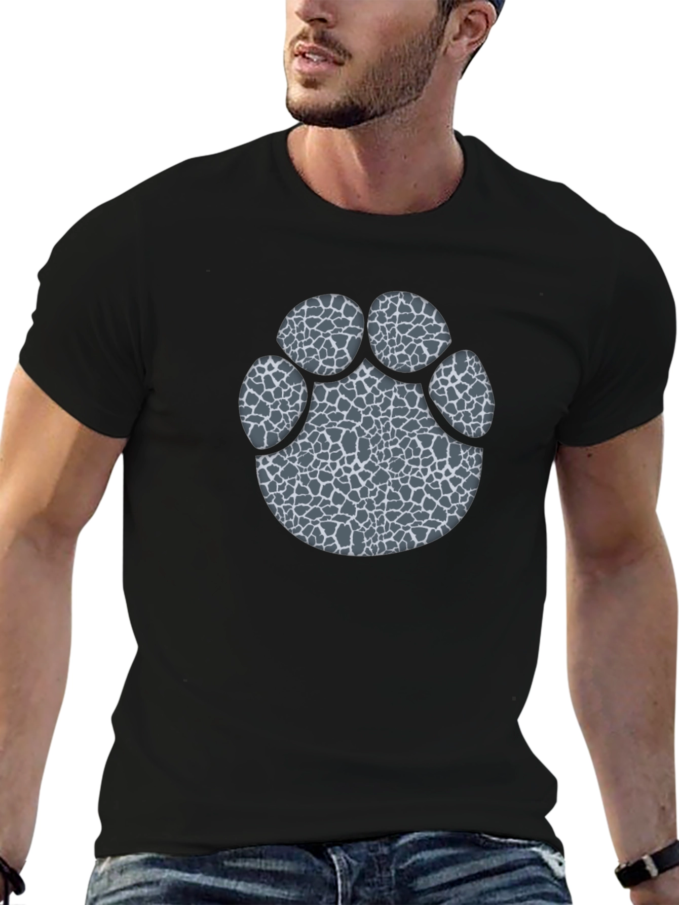 Cool Giraffe Print Paw T-Shirt