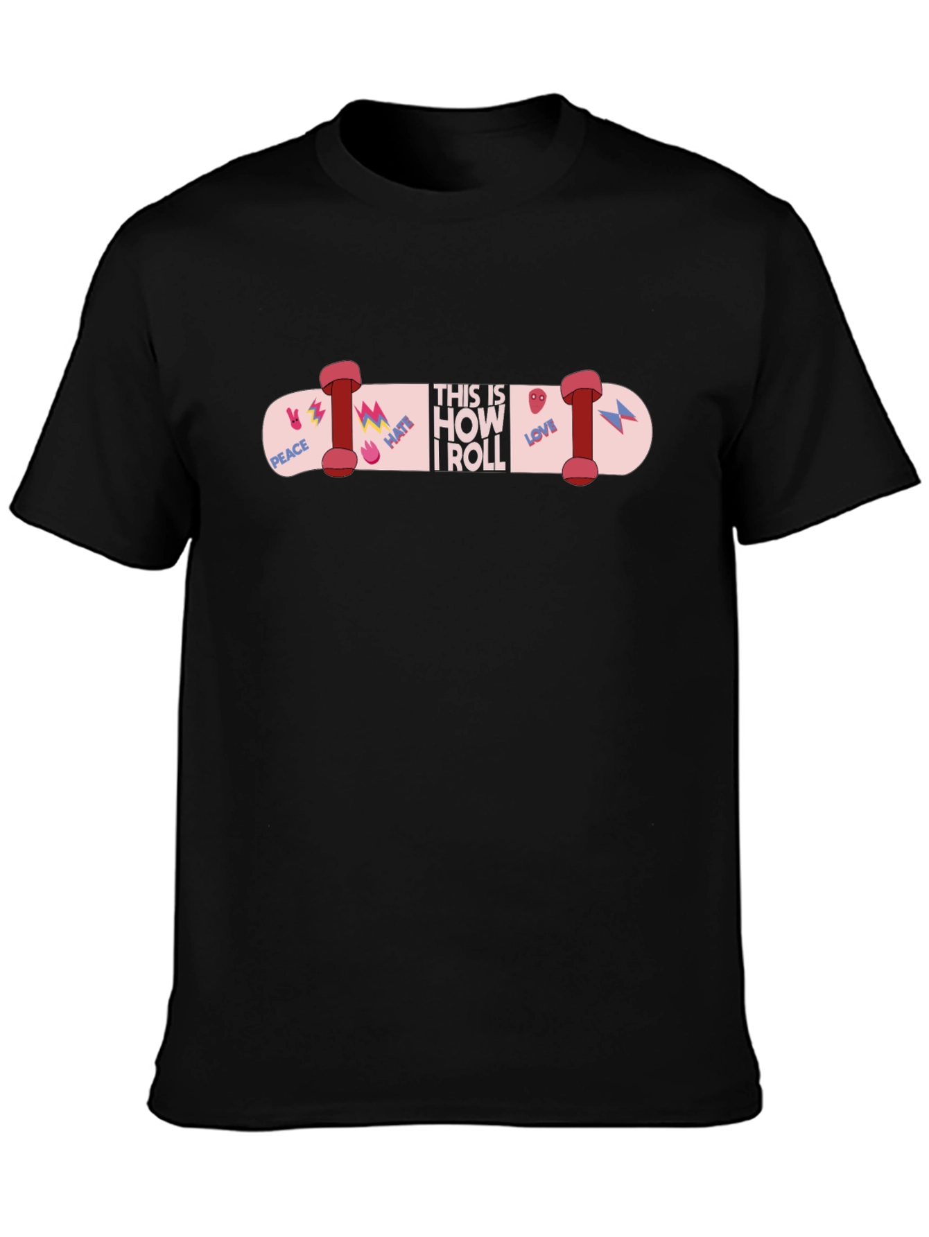 Skateboard Graphic T-Shirt - Peace Love Skate!