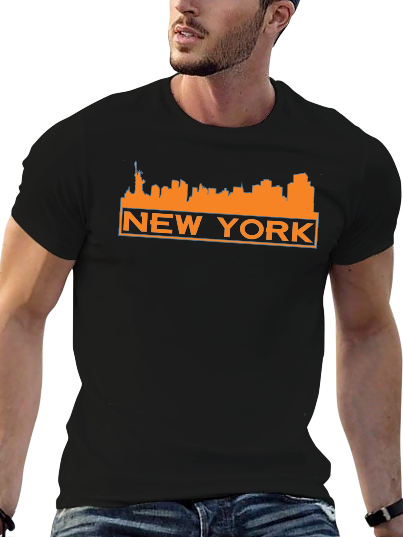 New York Skyline Graphic Tee - Black