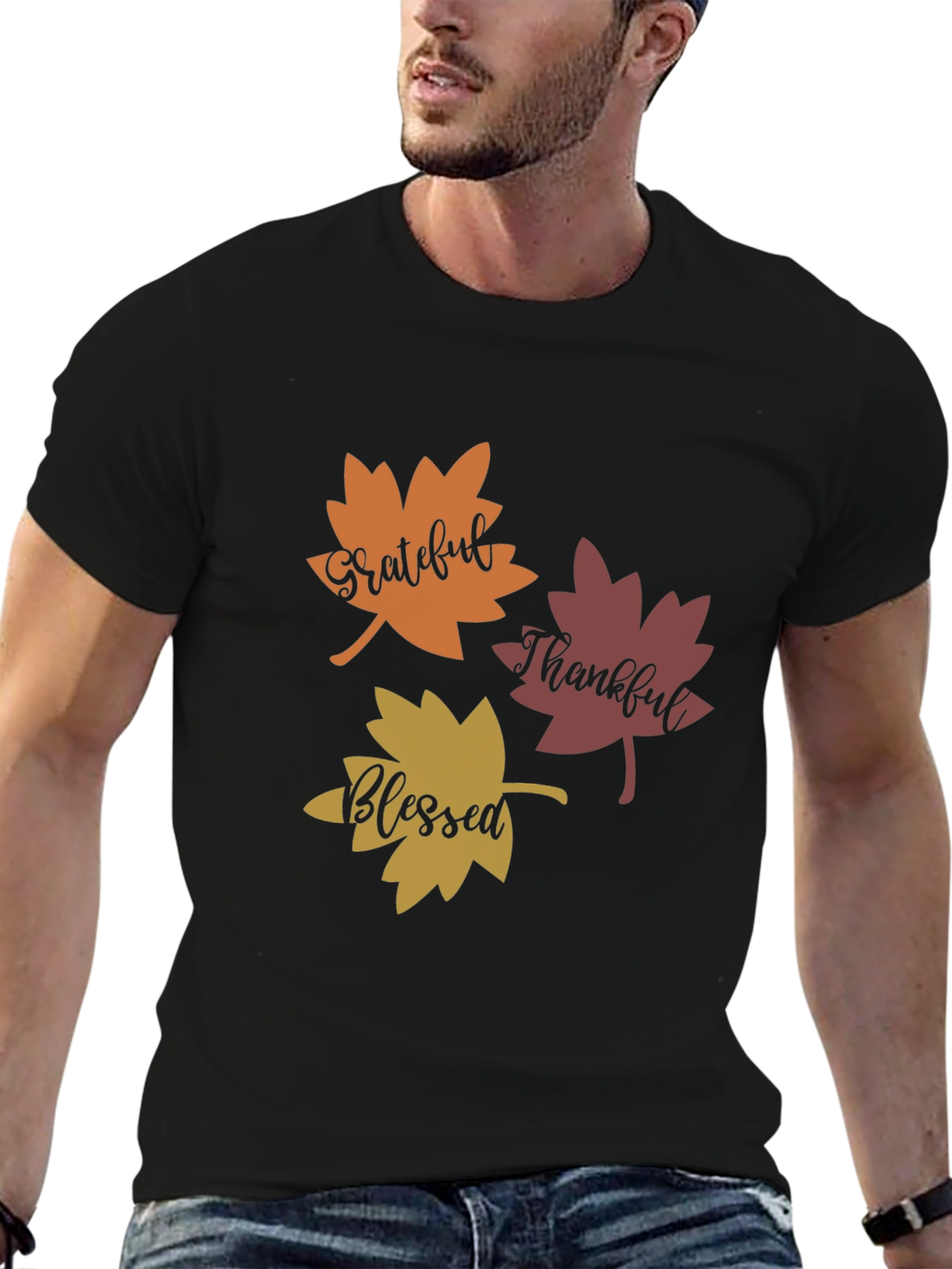 Grateful Thankful Blessed Fall Leaves T-Shirt