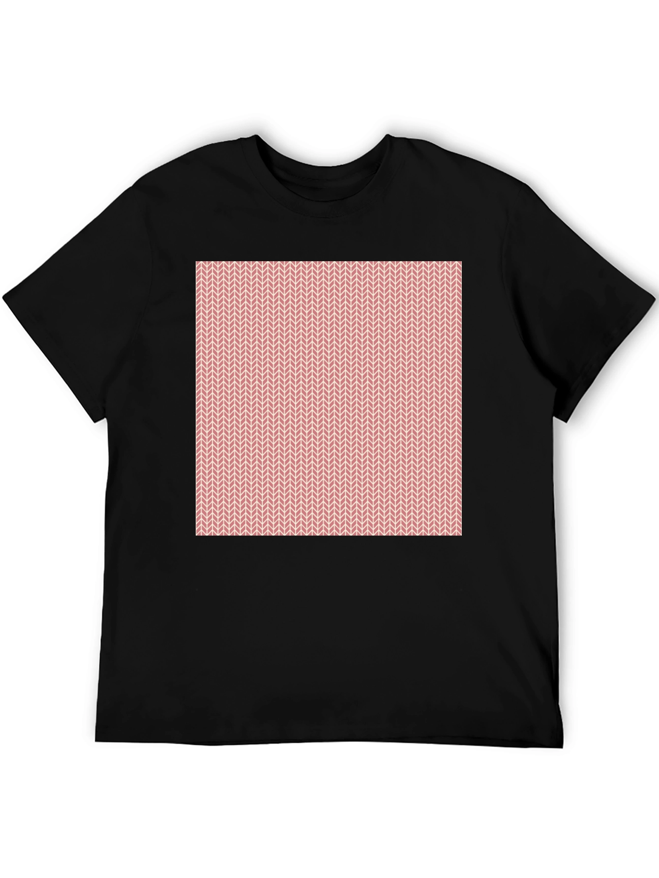 Geometric Knit Pattern Black T-Shirt