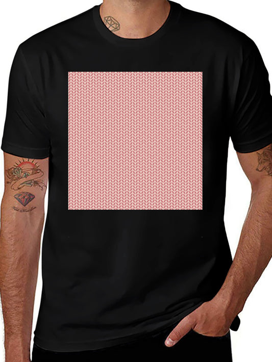 Geometric Knit Pattern Black T-Shirt