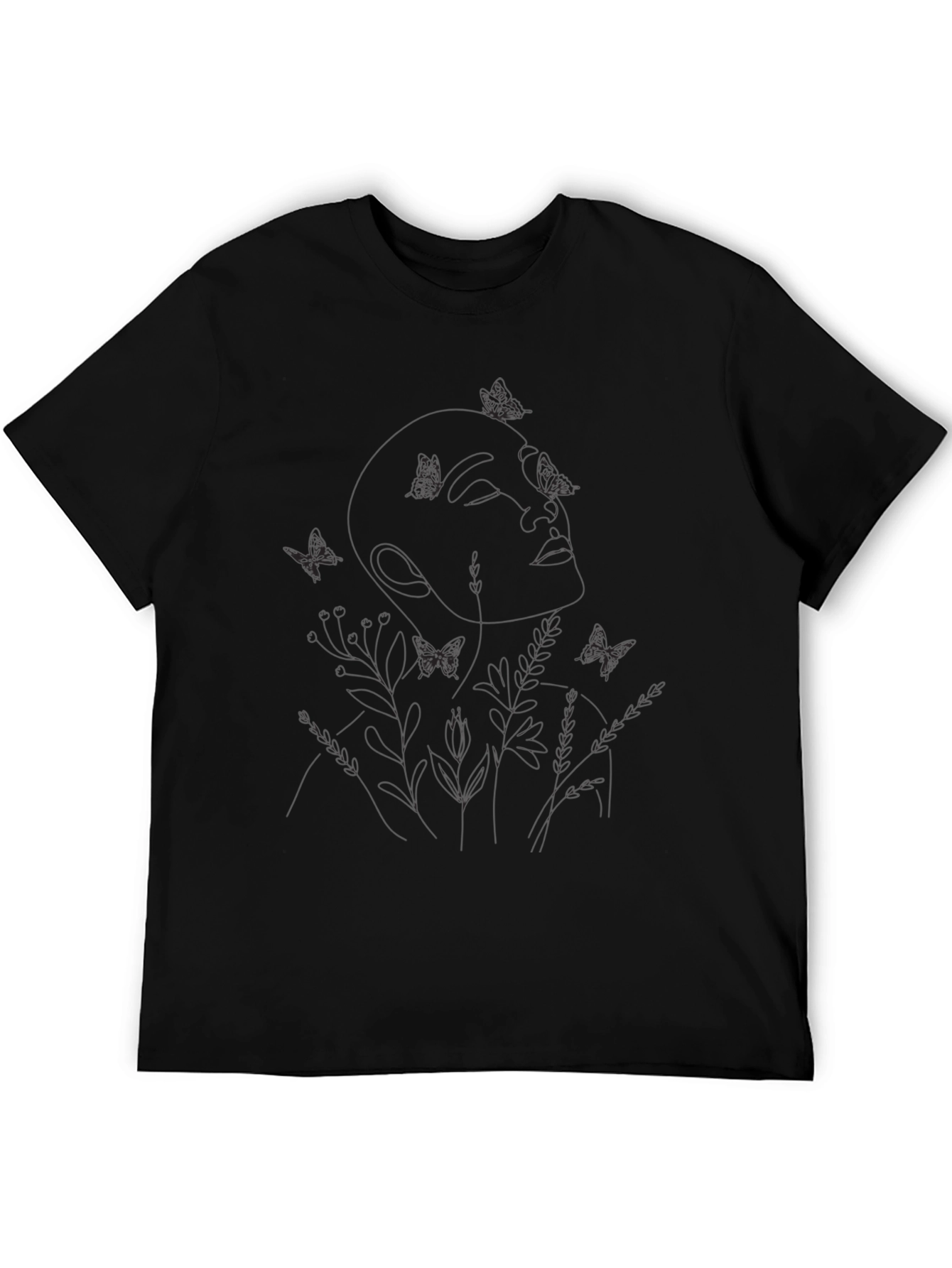 Botanical Woman Line Art Graphic Tee