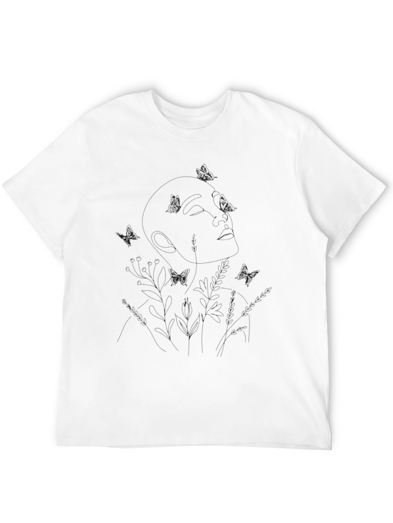 Botanical Woman Line Art Graphic Tee