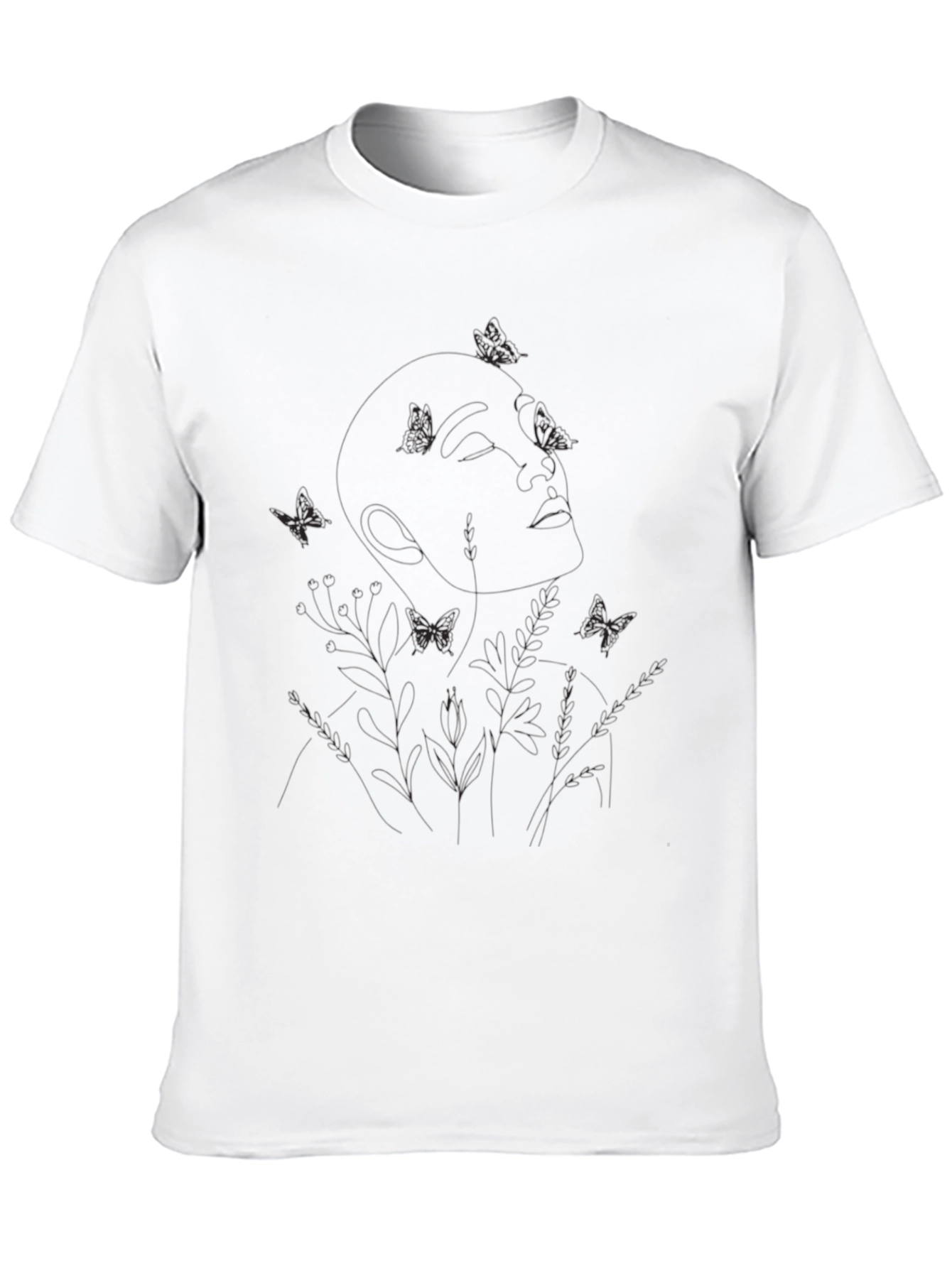 Botanical Woman Line Art Graphic Tee