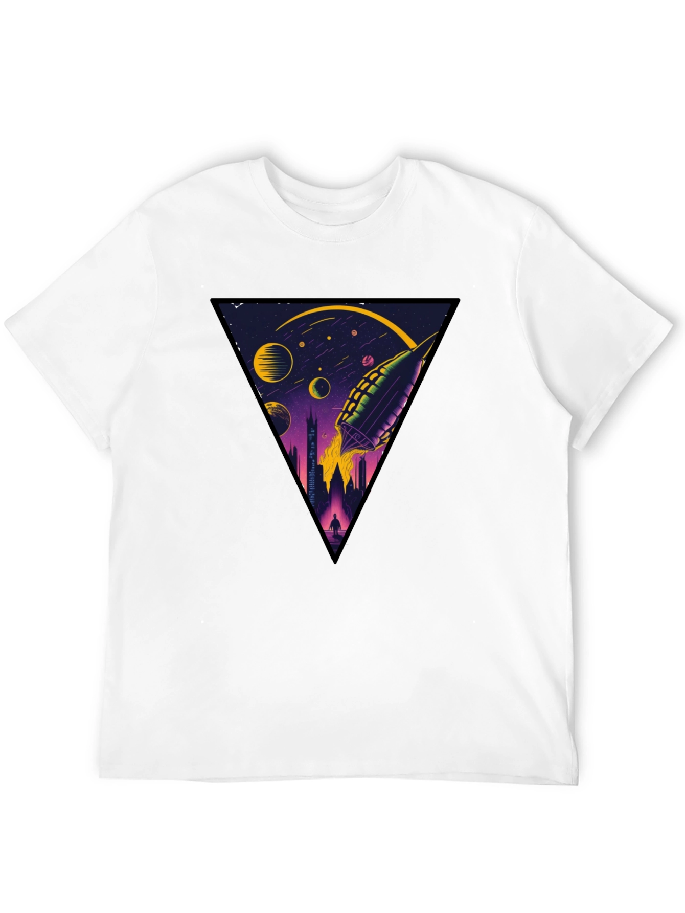 Sci-Fi Rocket Launch Graphic T-Shirt
