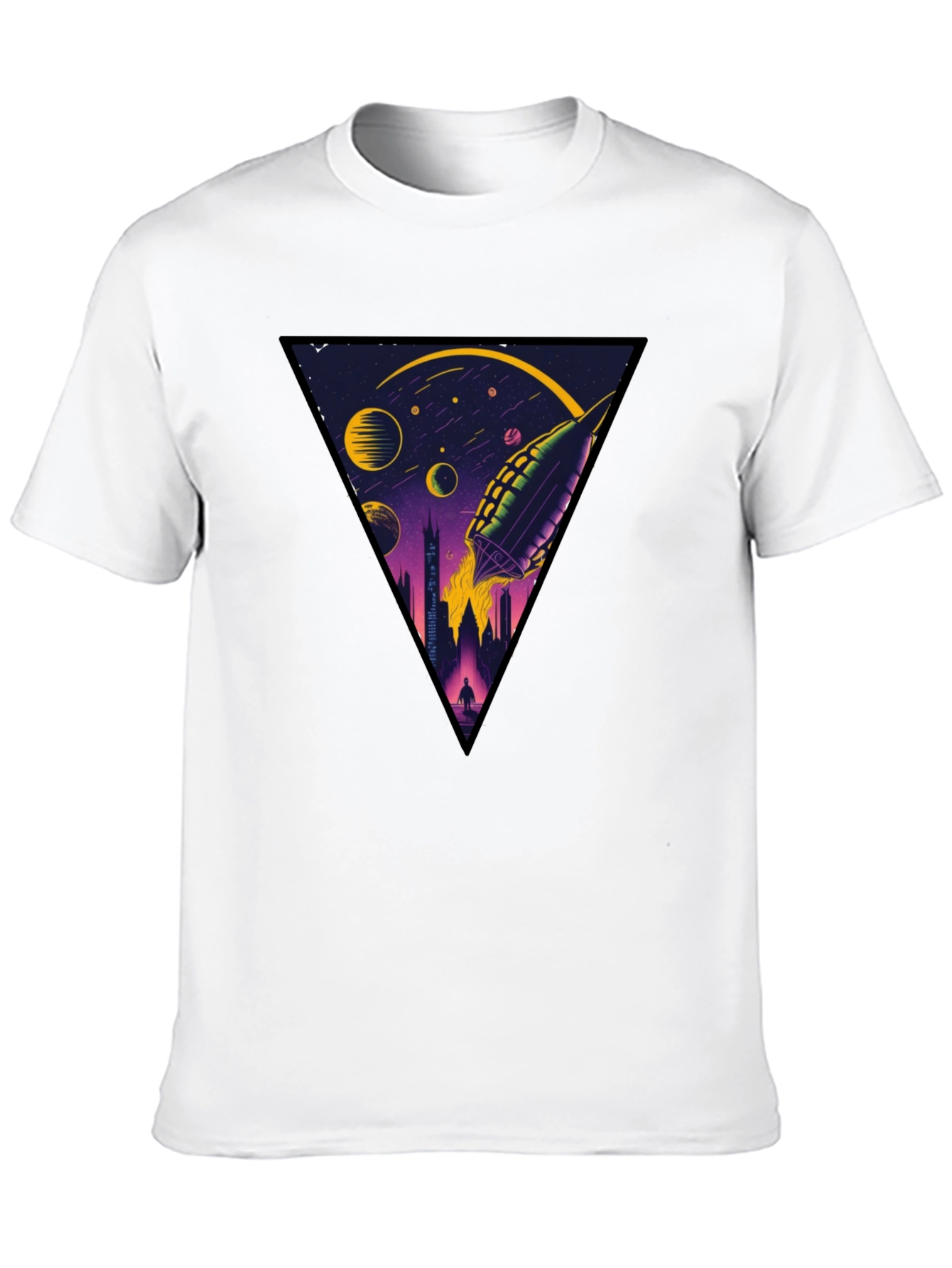 Sci-Fi Rocket Launch Graphic T-Shirt